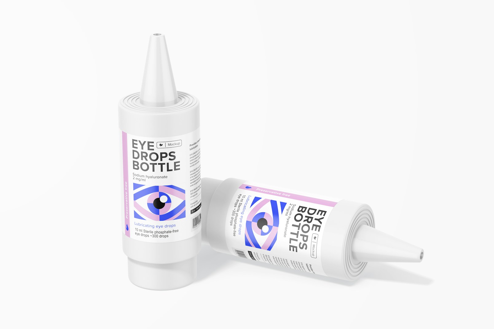 Eye Drops Bottle Mockup, Standing and Dropped