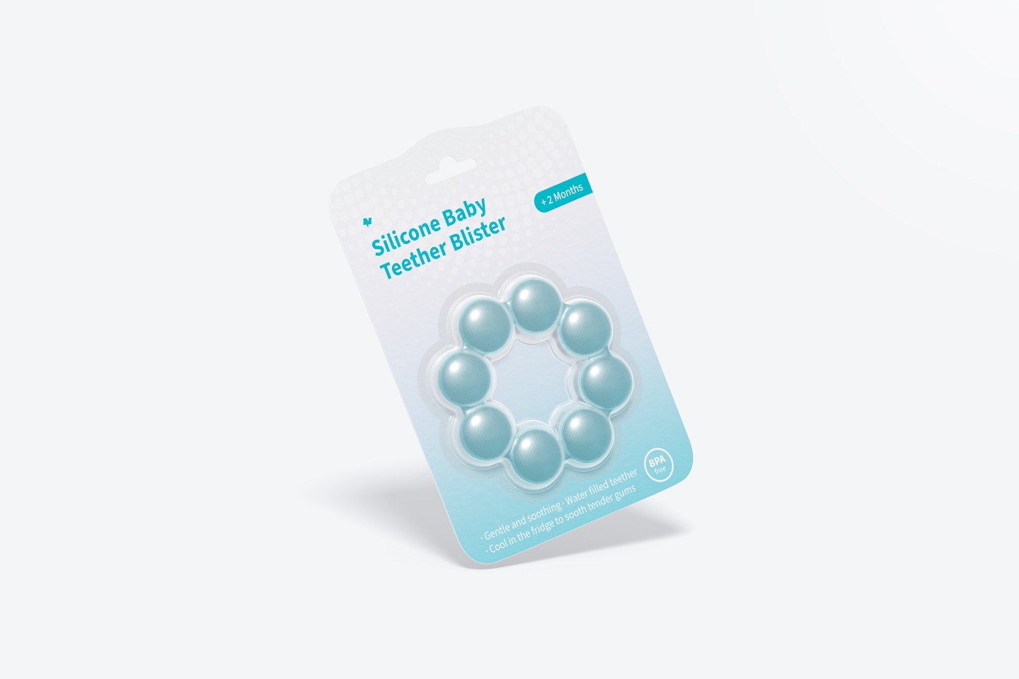 Silicone Baby Teether Blister Mockup, Falling