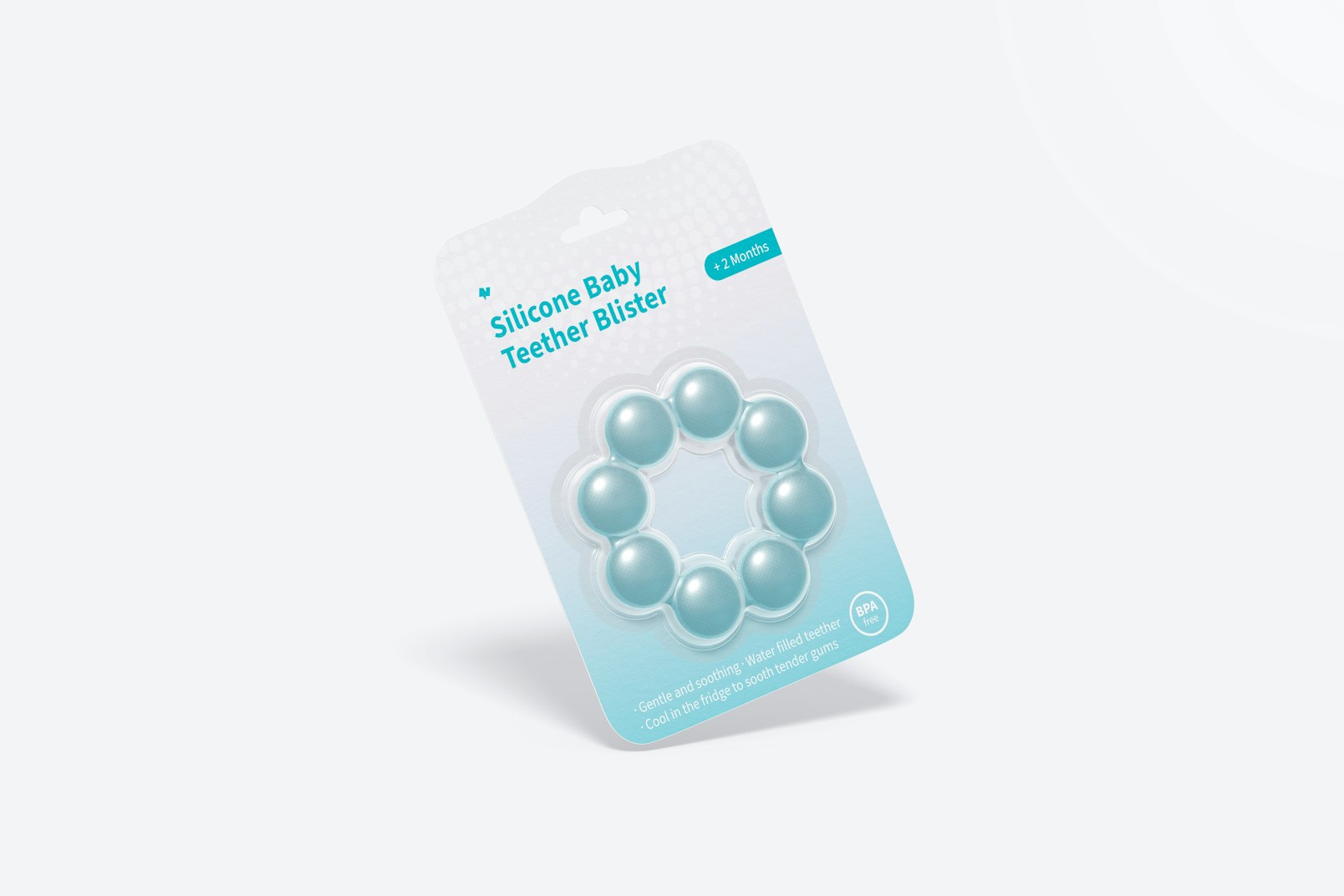 Silicone Baby Teether Blister Mockup, Falling