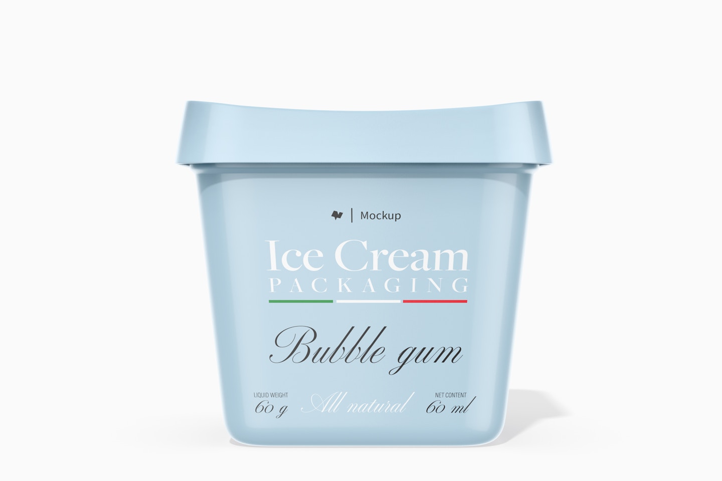 Plastic Ice Cream Container Mockup, Front View