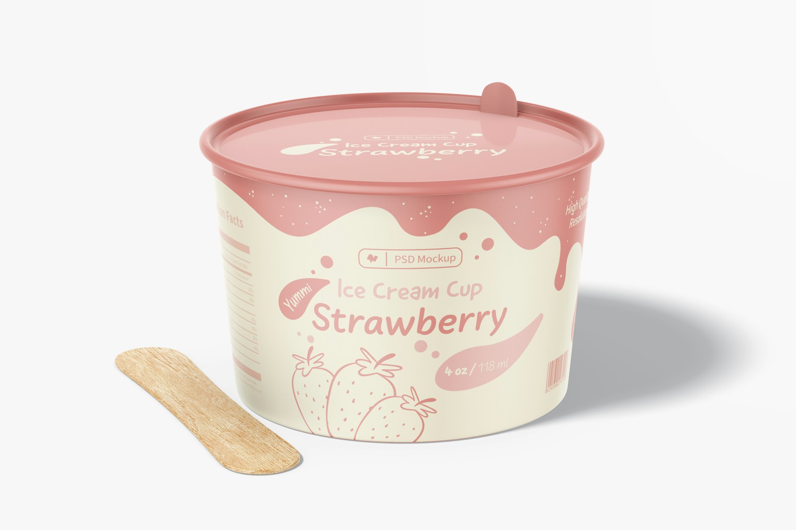 4 oz Cardboard Ice Cream Cup Mockup, Front View