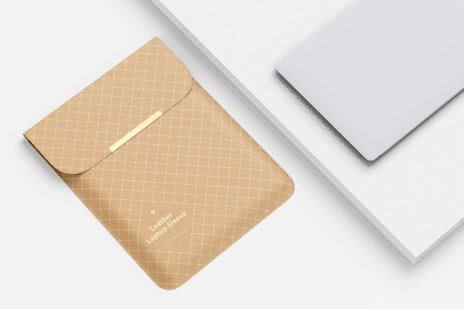 Leather Laptop Sleeve Mockup, Top View