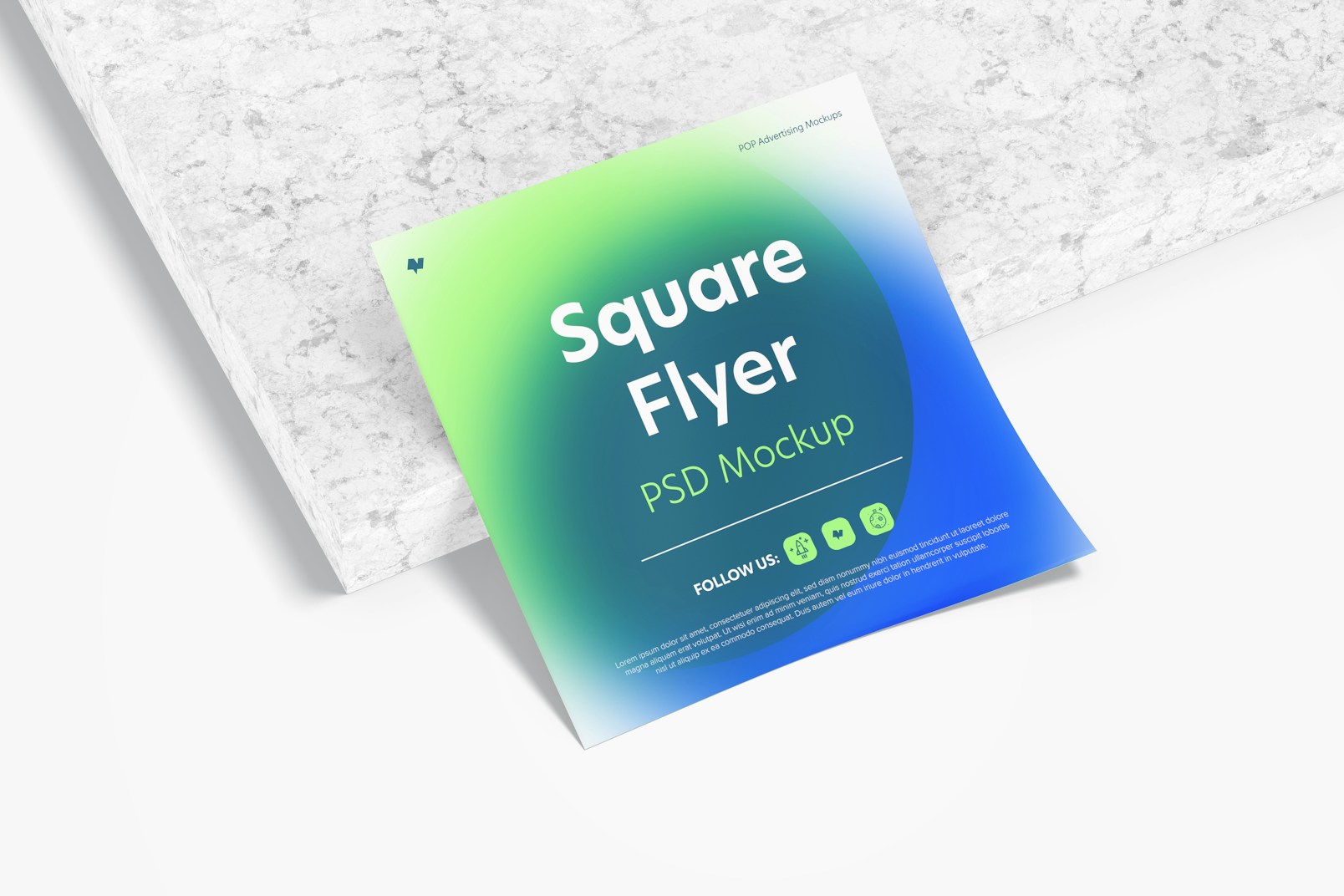 Square Flyer Mockup, Perspective