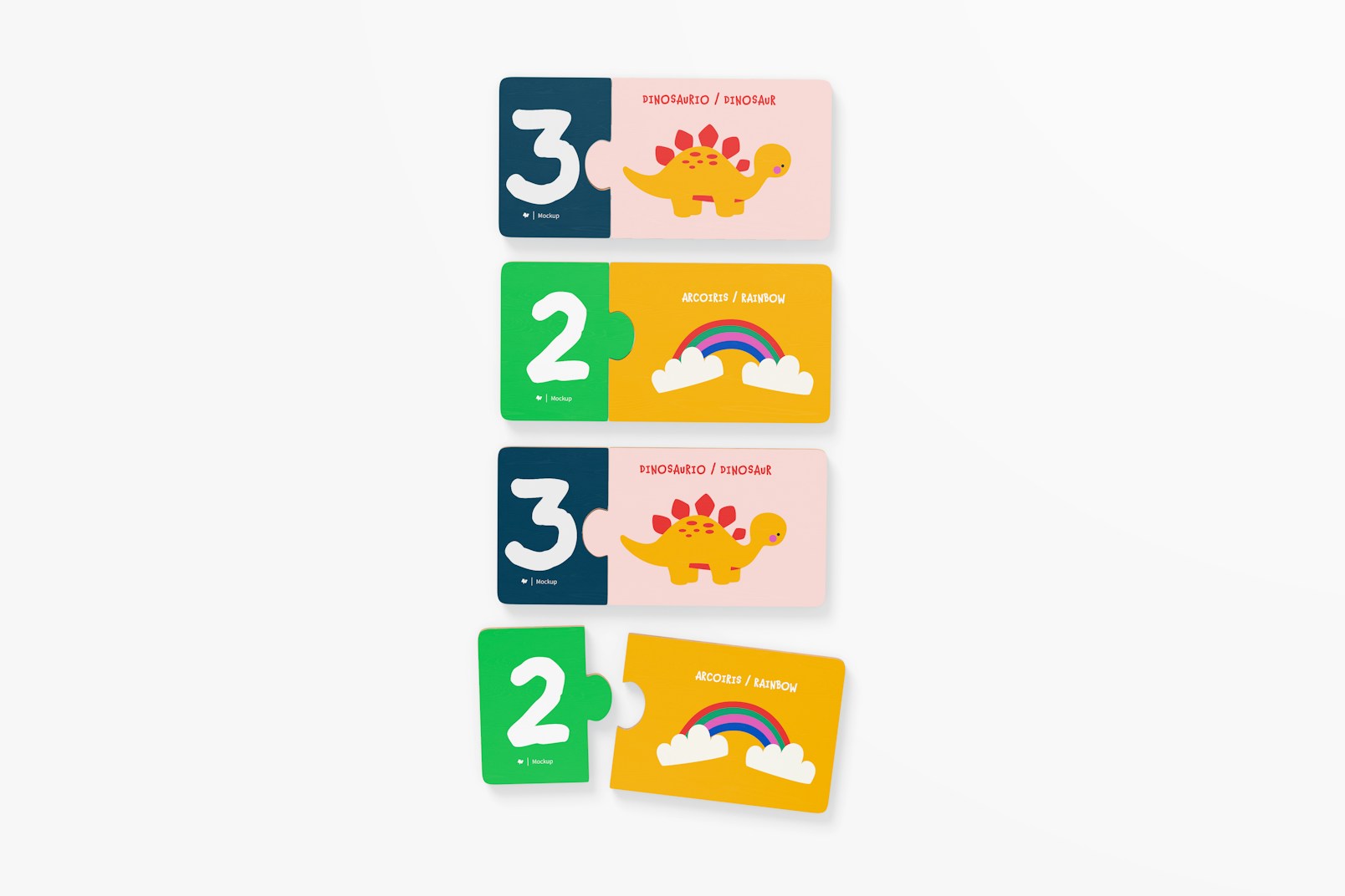 Kids Didactic Cards Mockup, Top View