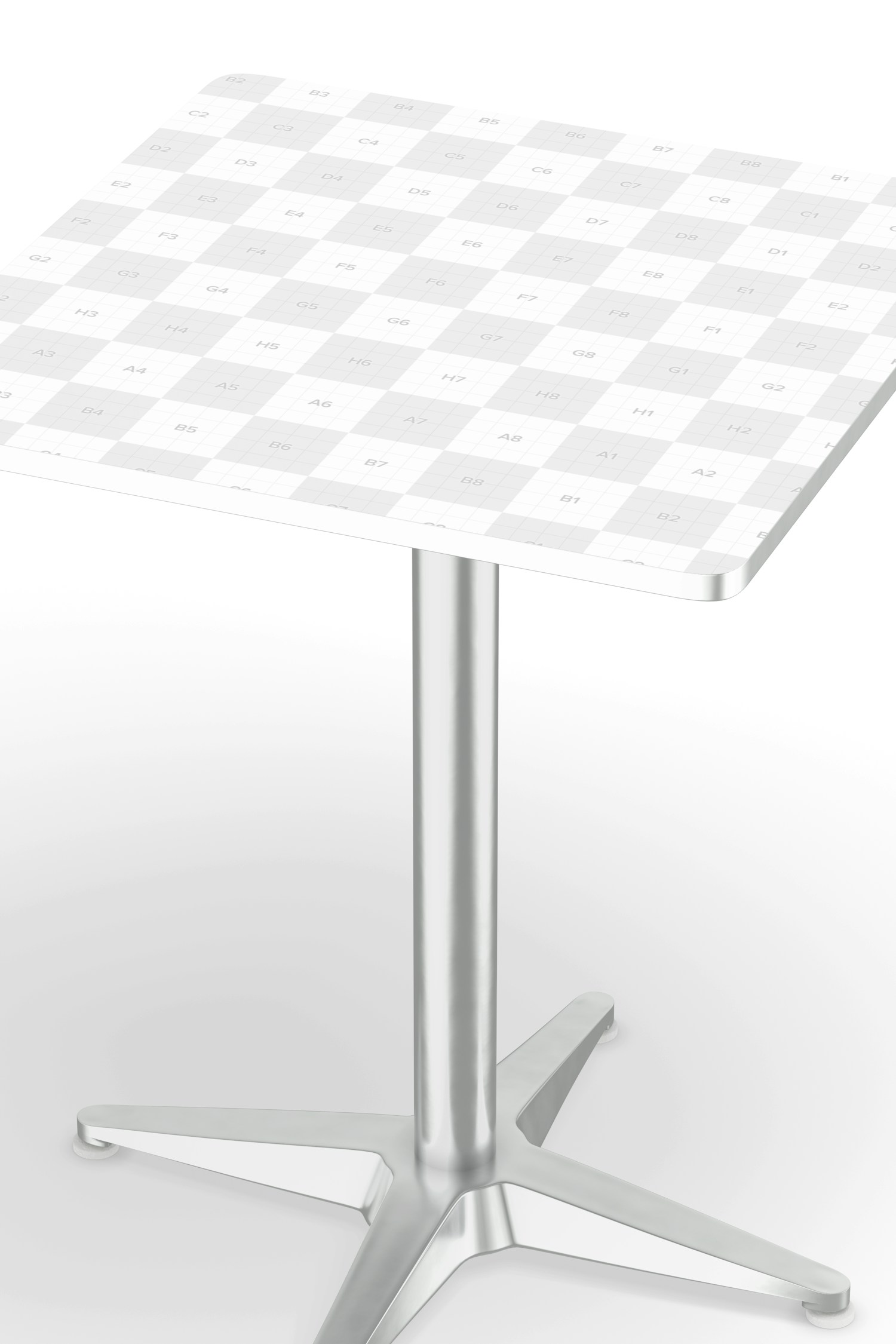 Square Aluminum Restaurant Table Mockup, Close Up