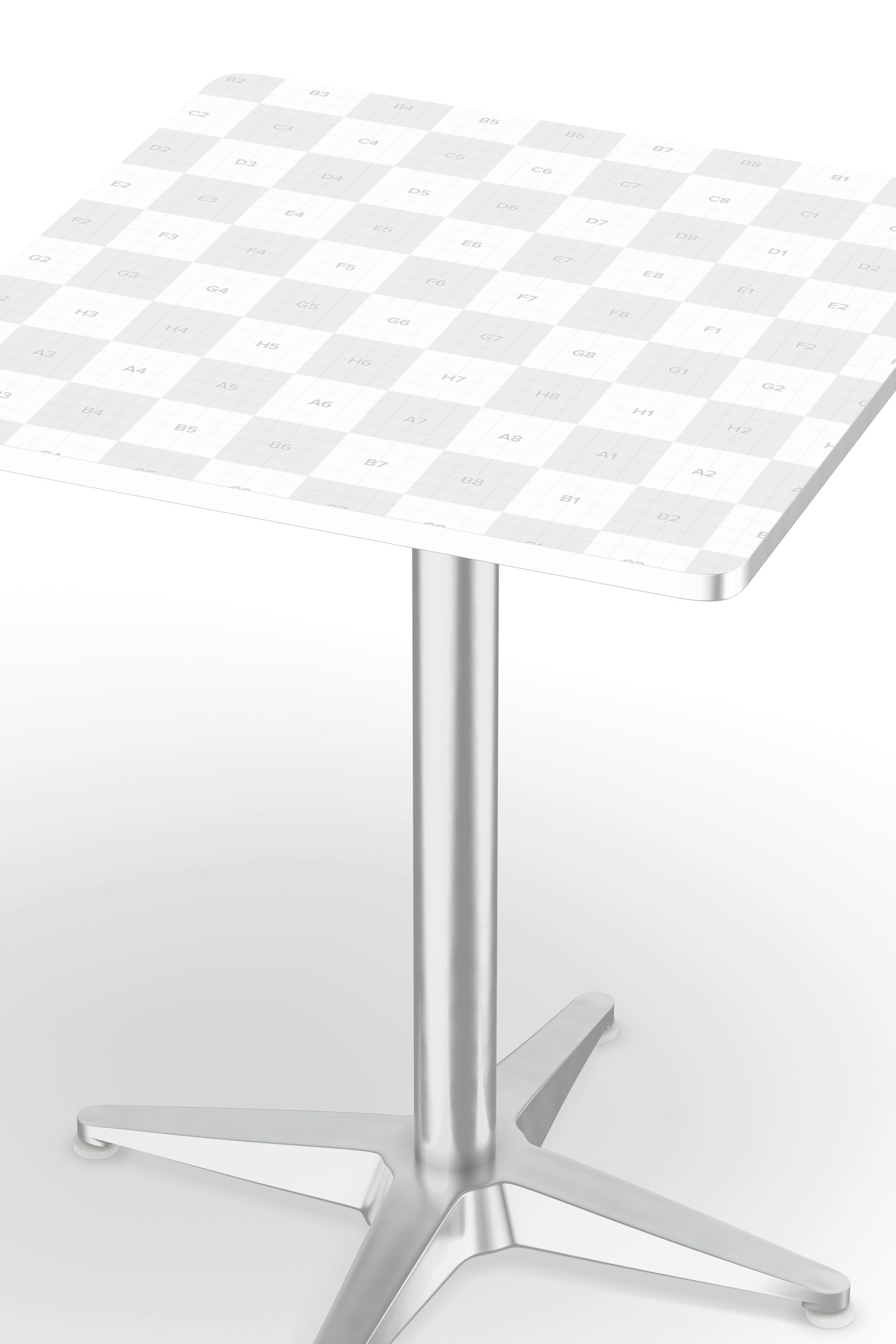Square Aluminum Restaurant Table Mockup, Close Up Square Aluminum Restaurant Table Mockup, Close Up