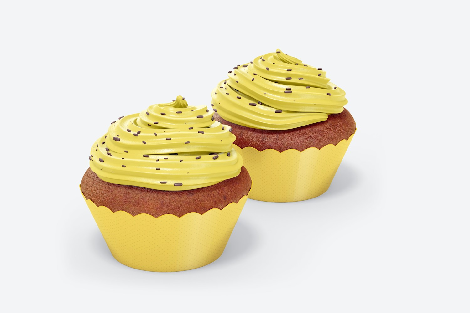 Cupcakes with Wrapper Mockup, Left View Cupcakes with Wrapper Mockup, Left View