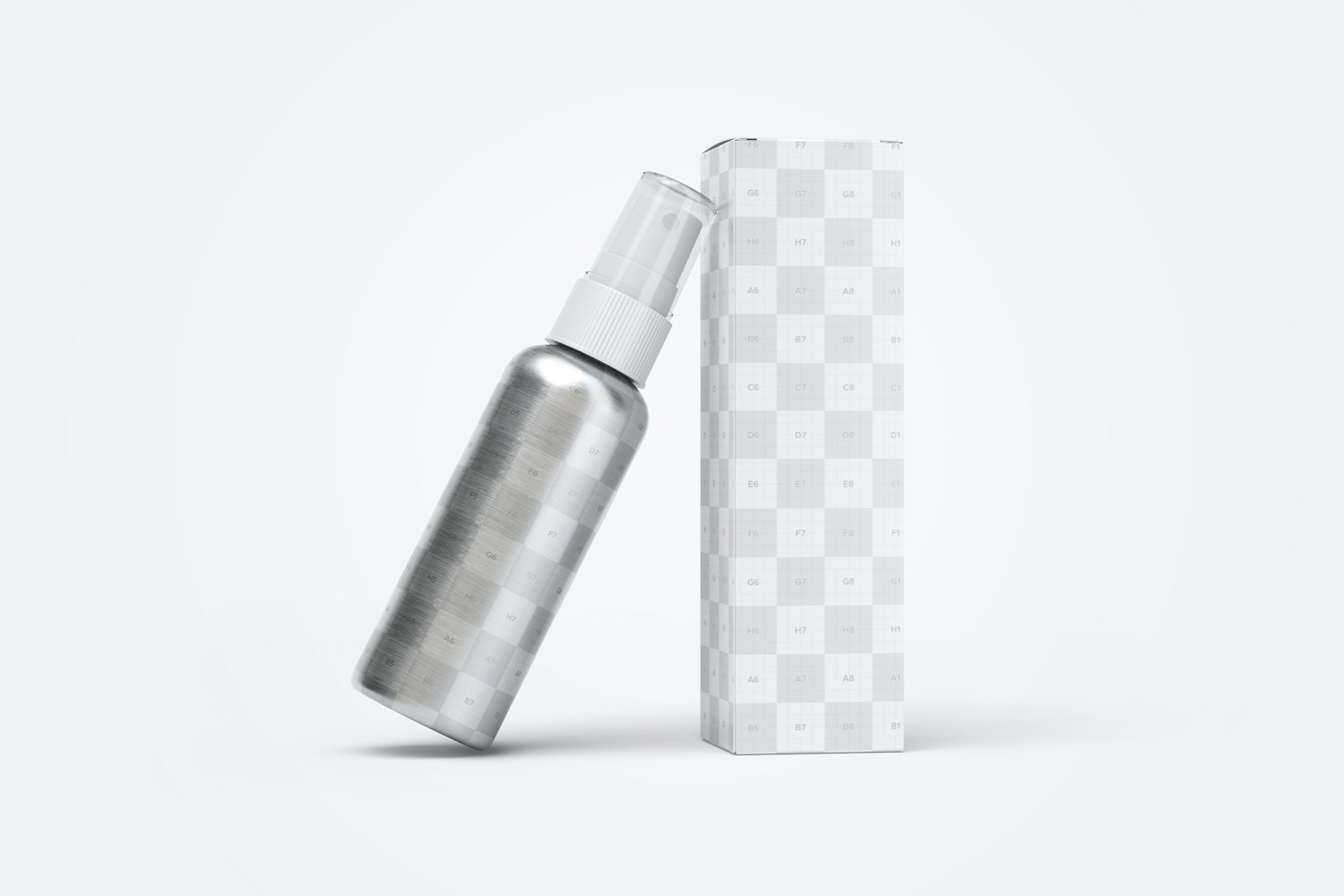 4 oz Metallic Spray Bottle Mockup with Paper Box 02