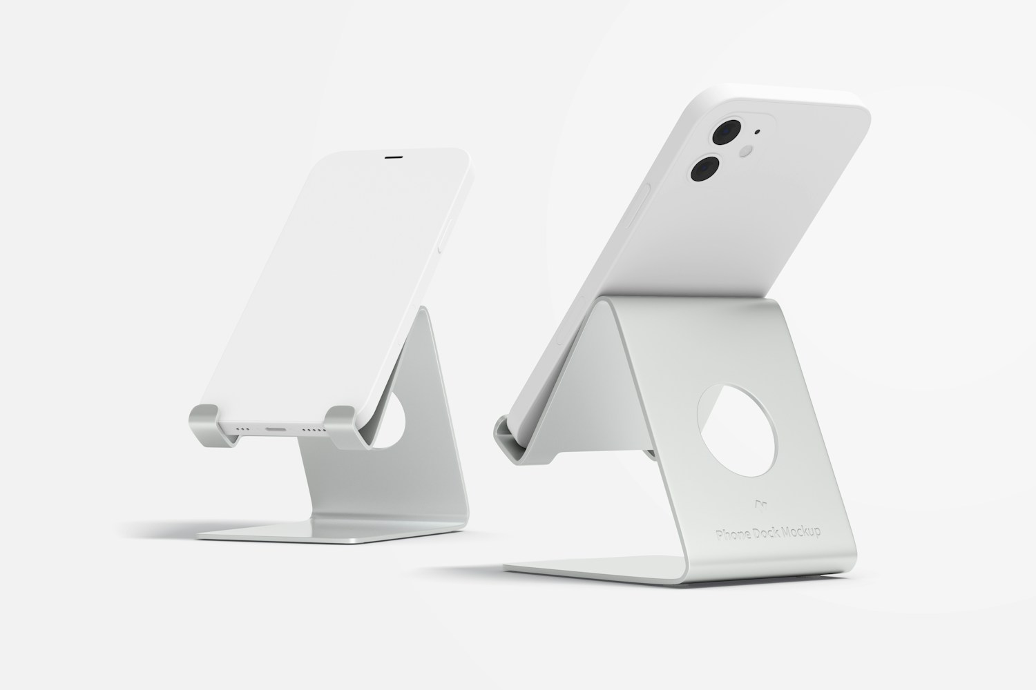 Phone Docks Mockup, Front and Back View Phone Docks Mockup, Front and Back View