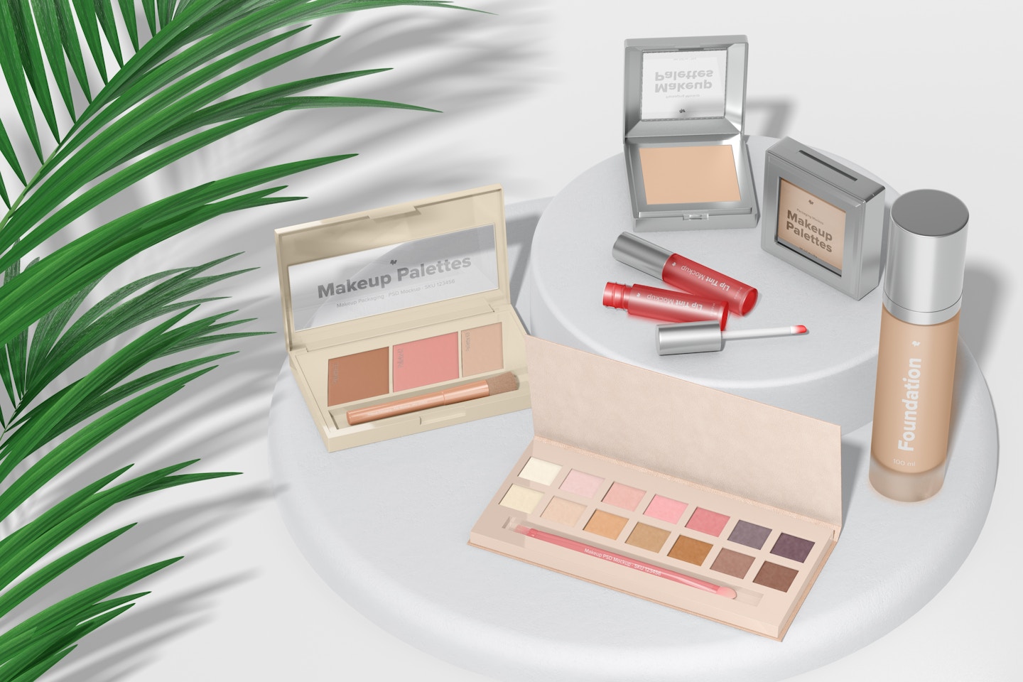 Makeup Palettes Mockup, Perspective View