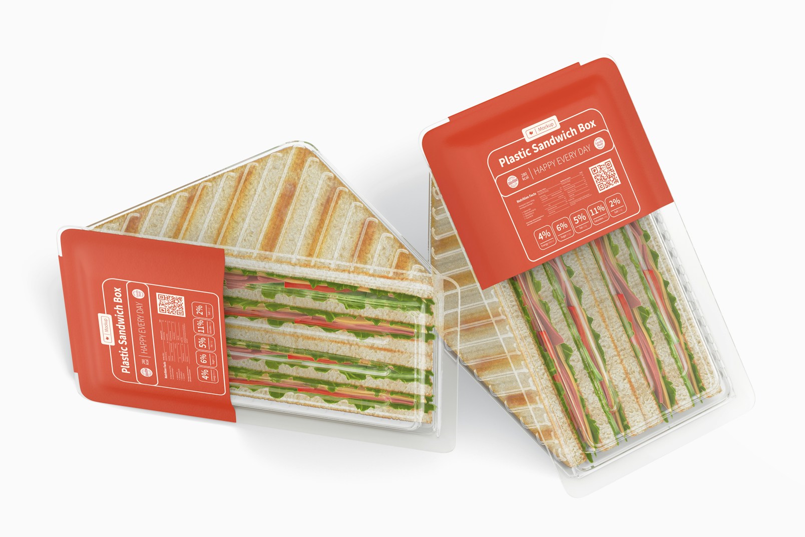 Plastic Sandwich Boxes Mockup
