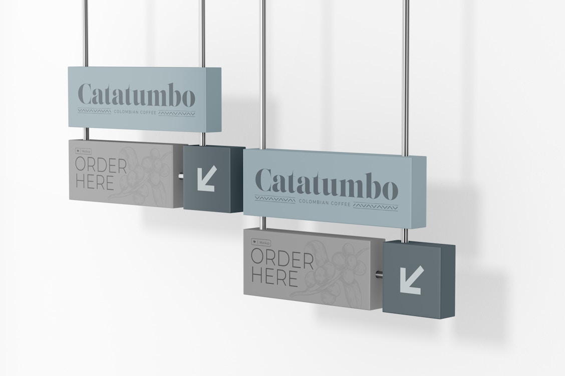 Acrilyc Hanging Sign Box PSD Mockup, Side View – Original Mockups