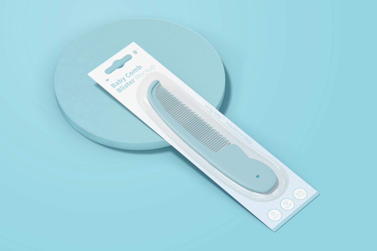 Baby Comb Blister Mockup, Top View Baby Comb Blister Mockup, Top View