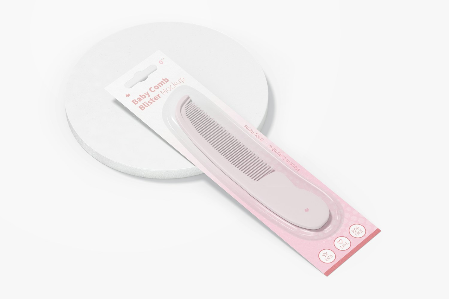 Baby Comb Blister Mockup, Top View Baby Comb Blister Mockup, Top View