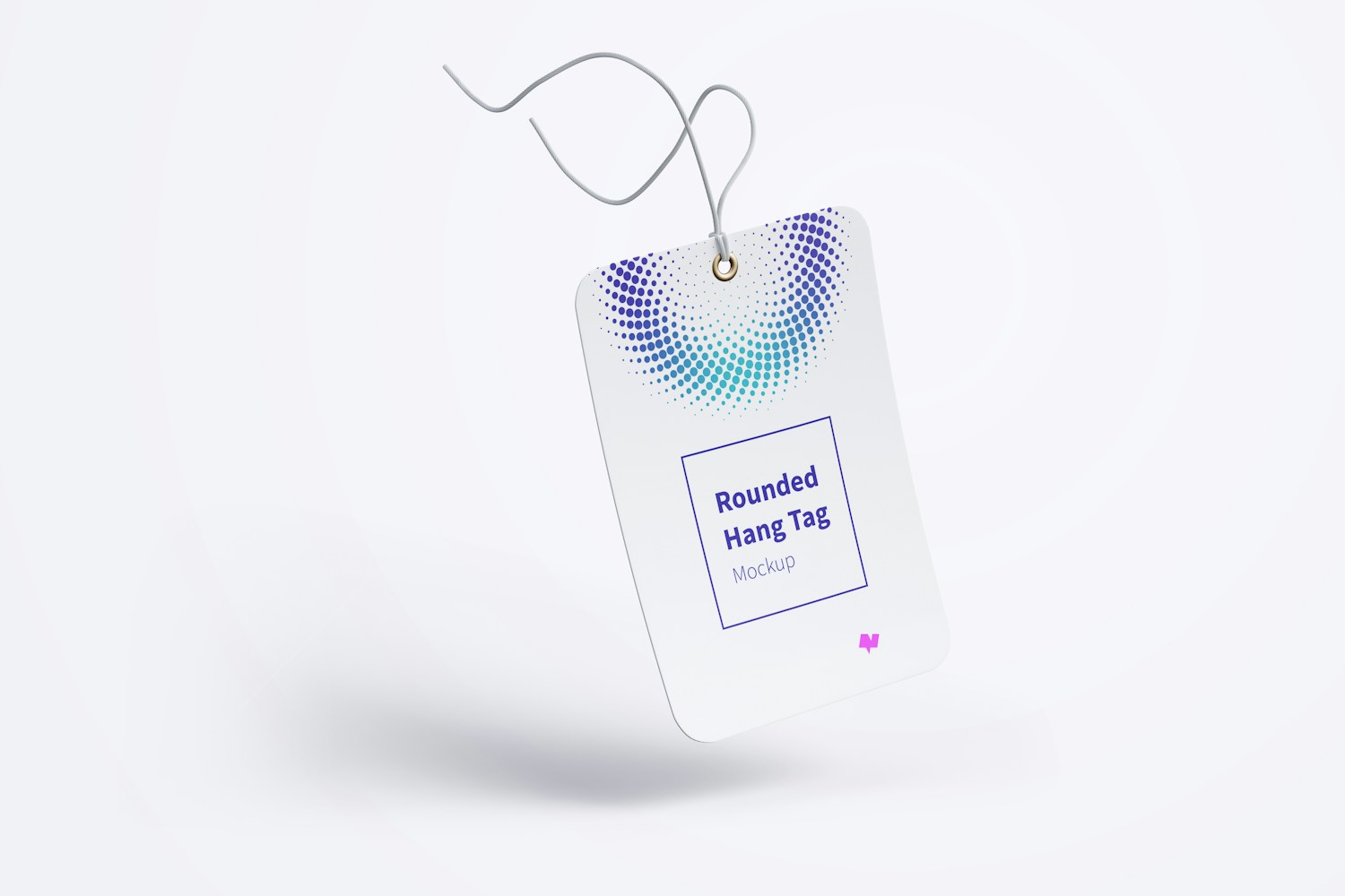 Rounded Hang Tag Mockup with String, Falling
