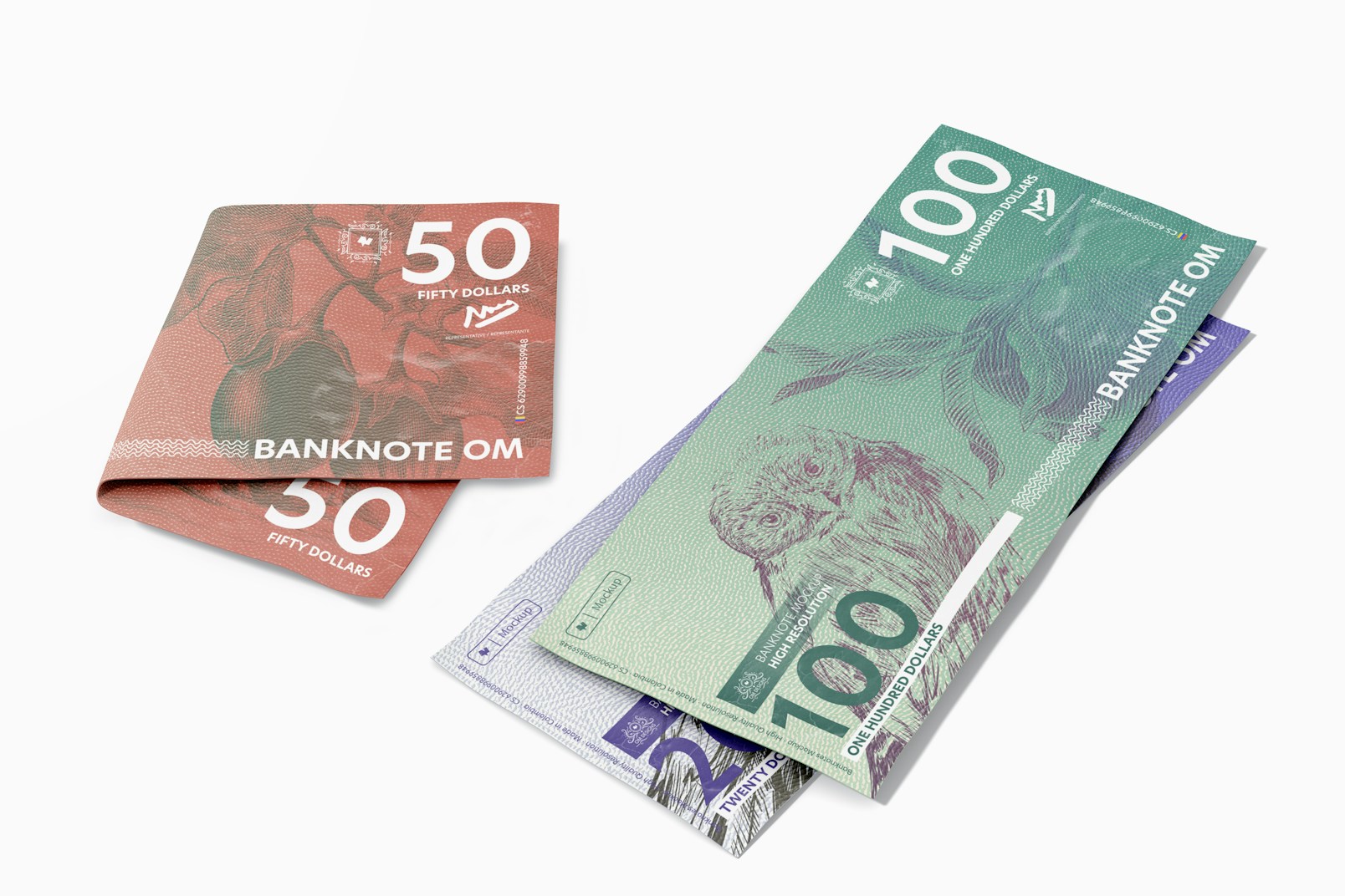 Banknotes Mockup, Perspective