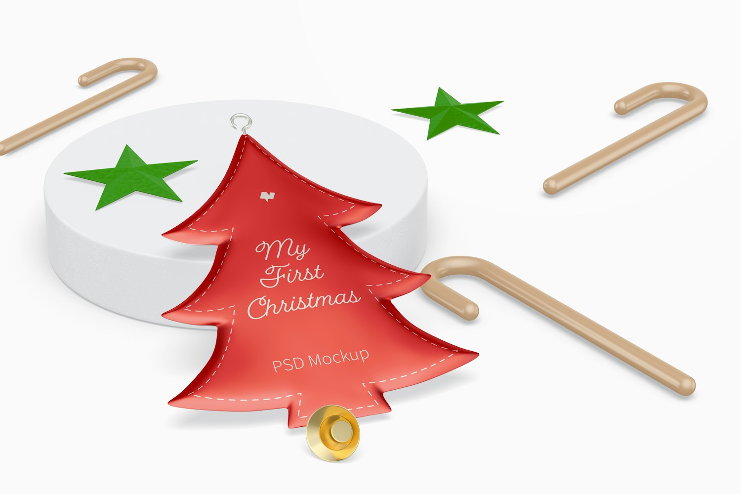 Metallic Christmas Tree Ornament with Decor Mockup