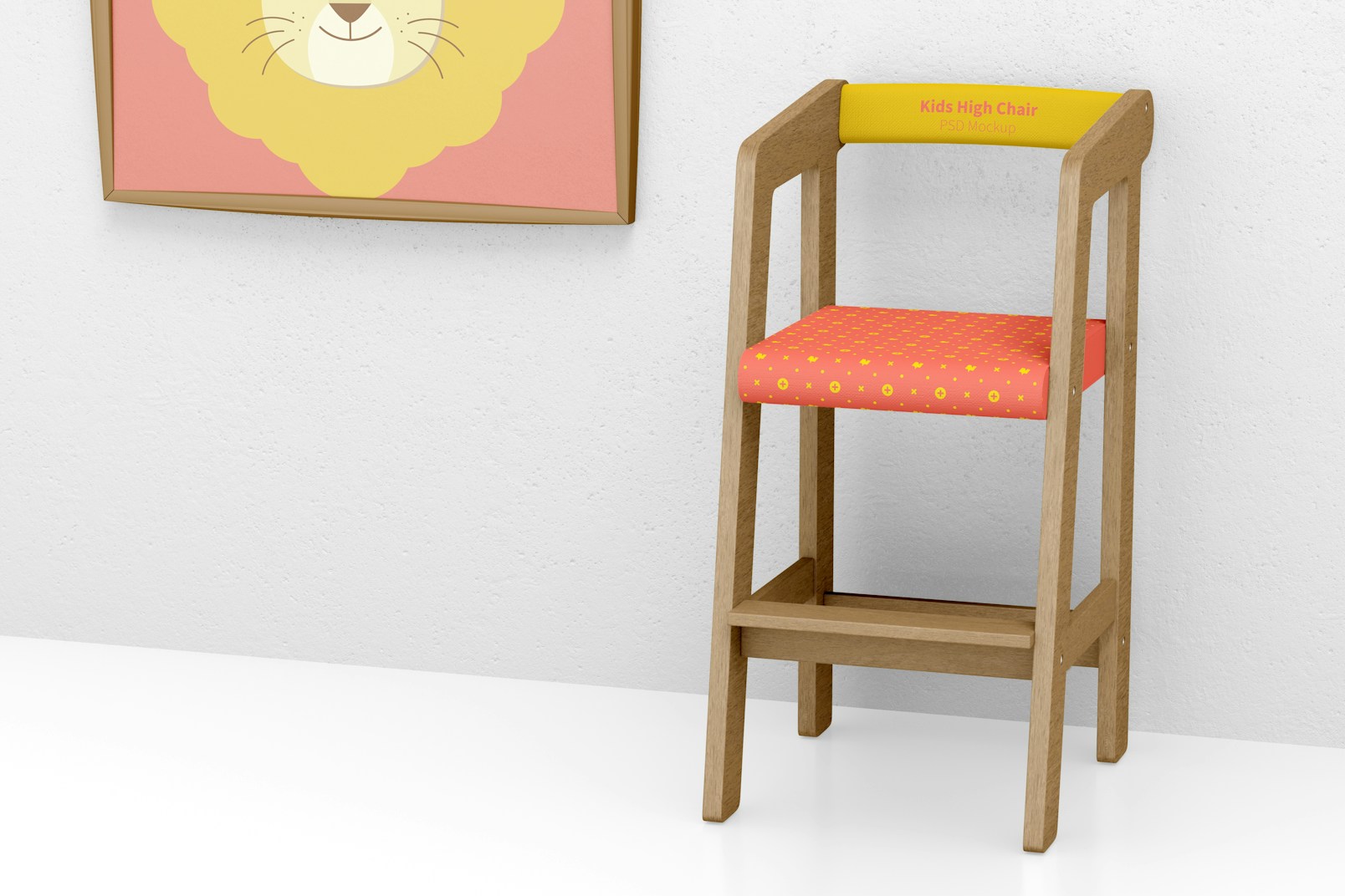Kids High Chair Mockup, Perspective