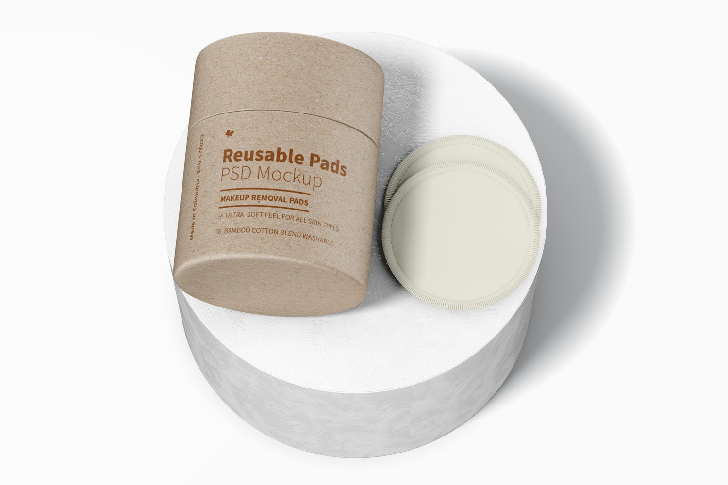 Reusable Pads Packaging Mockup, Perspective View
