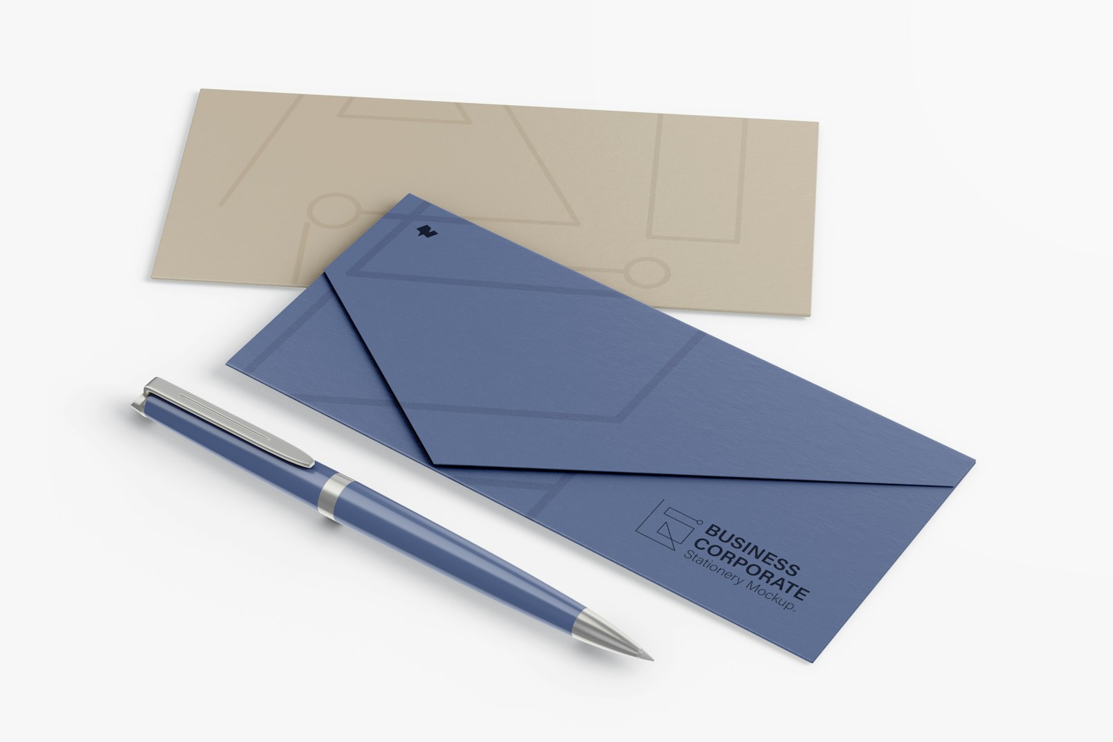 Rectangular Paper Envelopes Mockup, with Pen