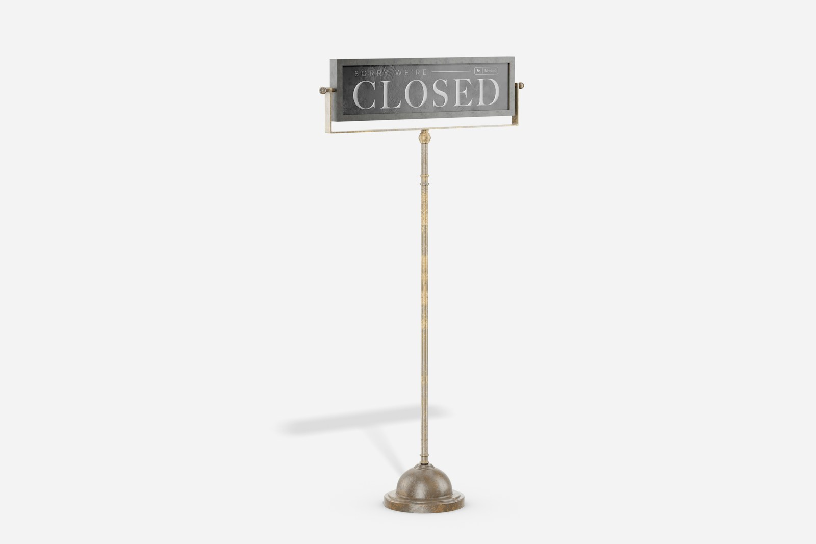 Open/Closed Sign on Stand PSD Mockup, Left View – Original Mockups