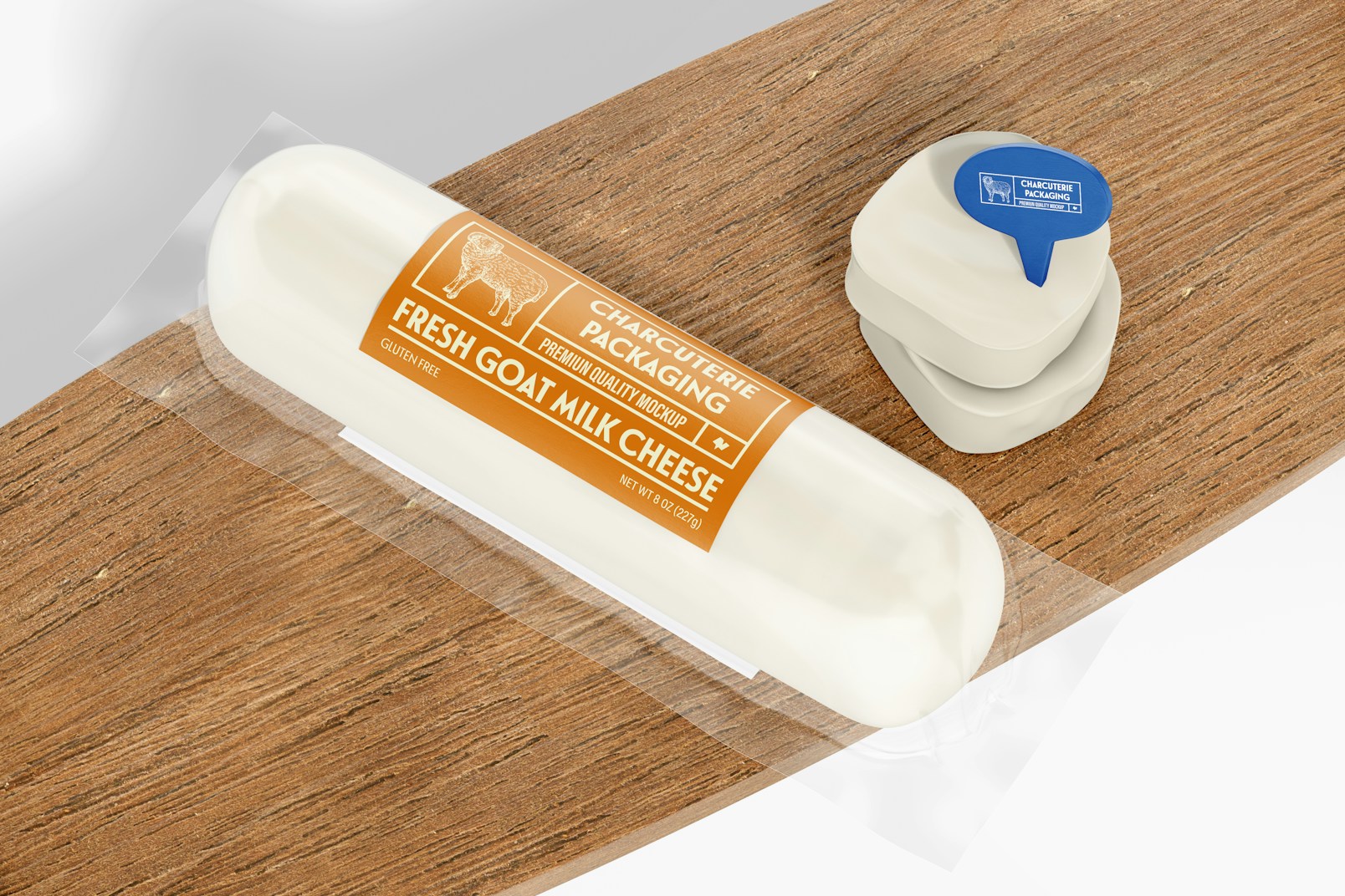 Goat Cheese Packaging Mockup, on Plate
