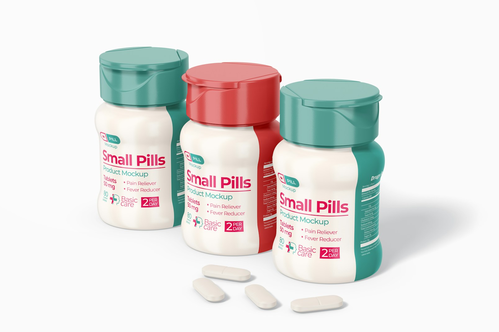 Small Pills Bottle Mockup