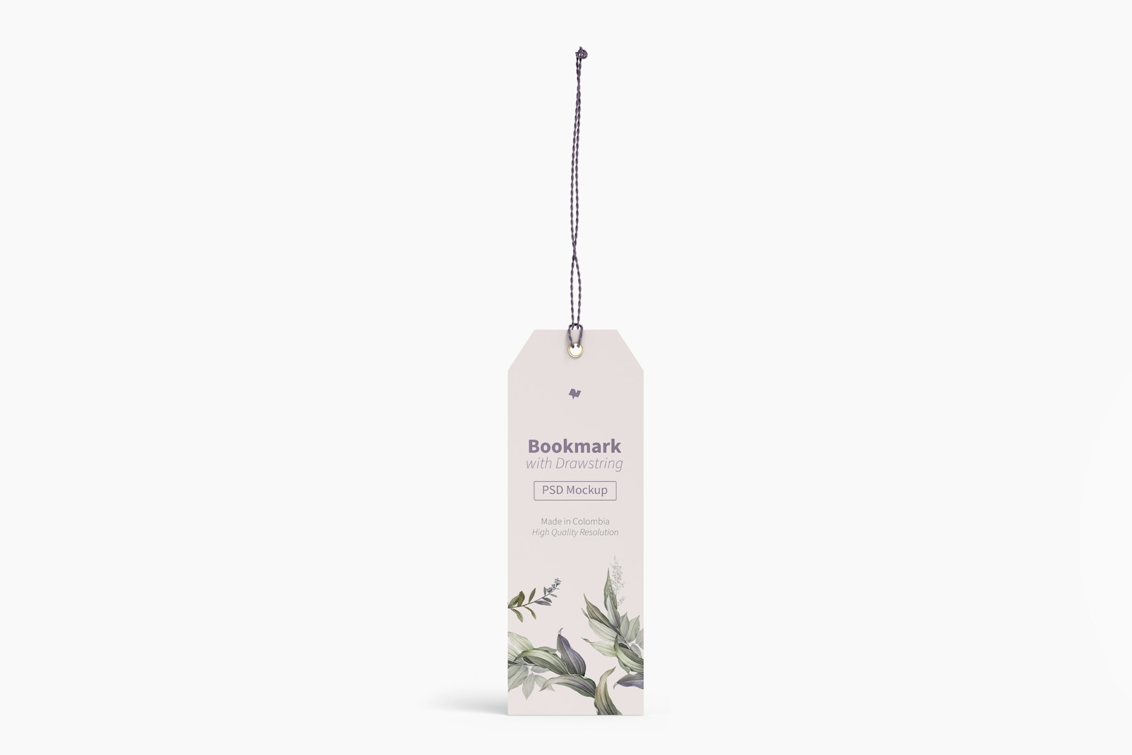 Bookmark with Drawstring Mockup, Front View