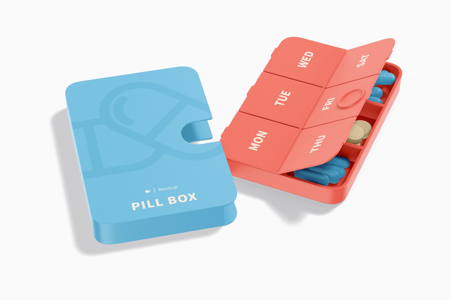 Pill Box with Case Mockup, Opened
