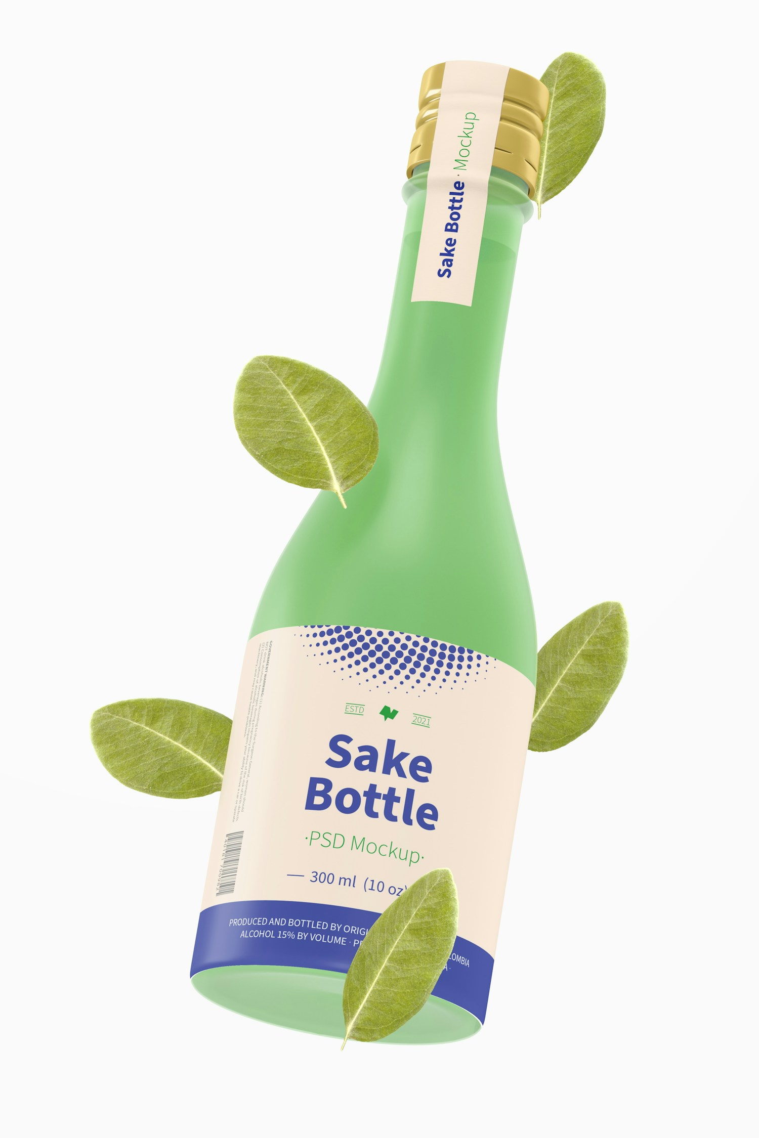 Sake Bottle Mockup, Floating