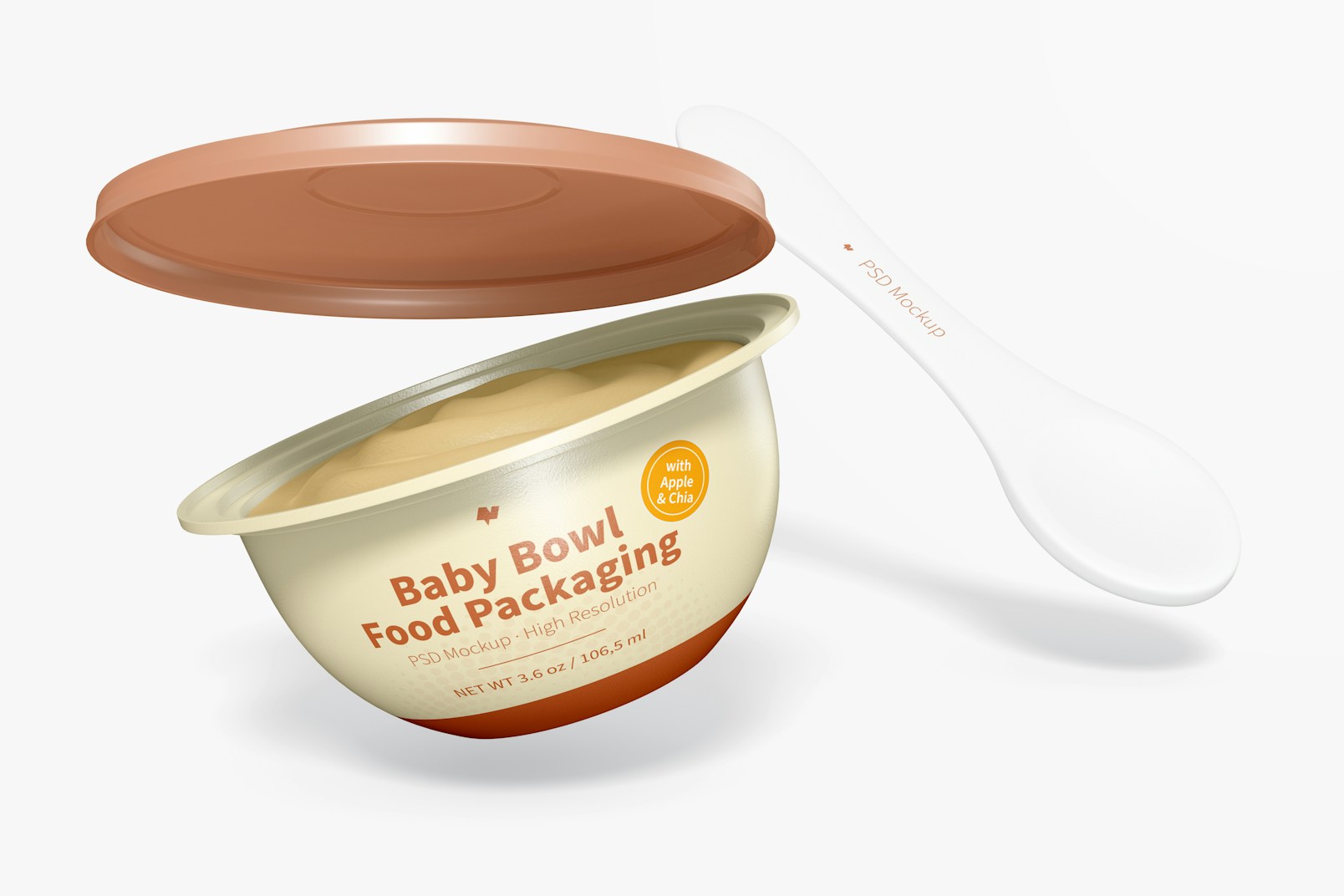 Baby Bowl Food Packaging Mockup, Opened