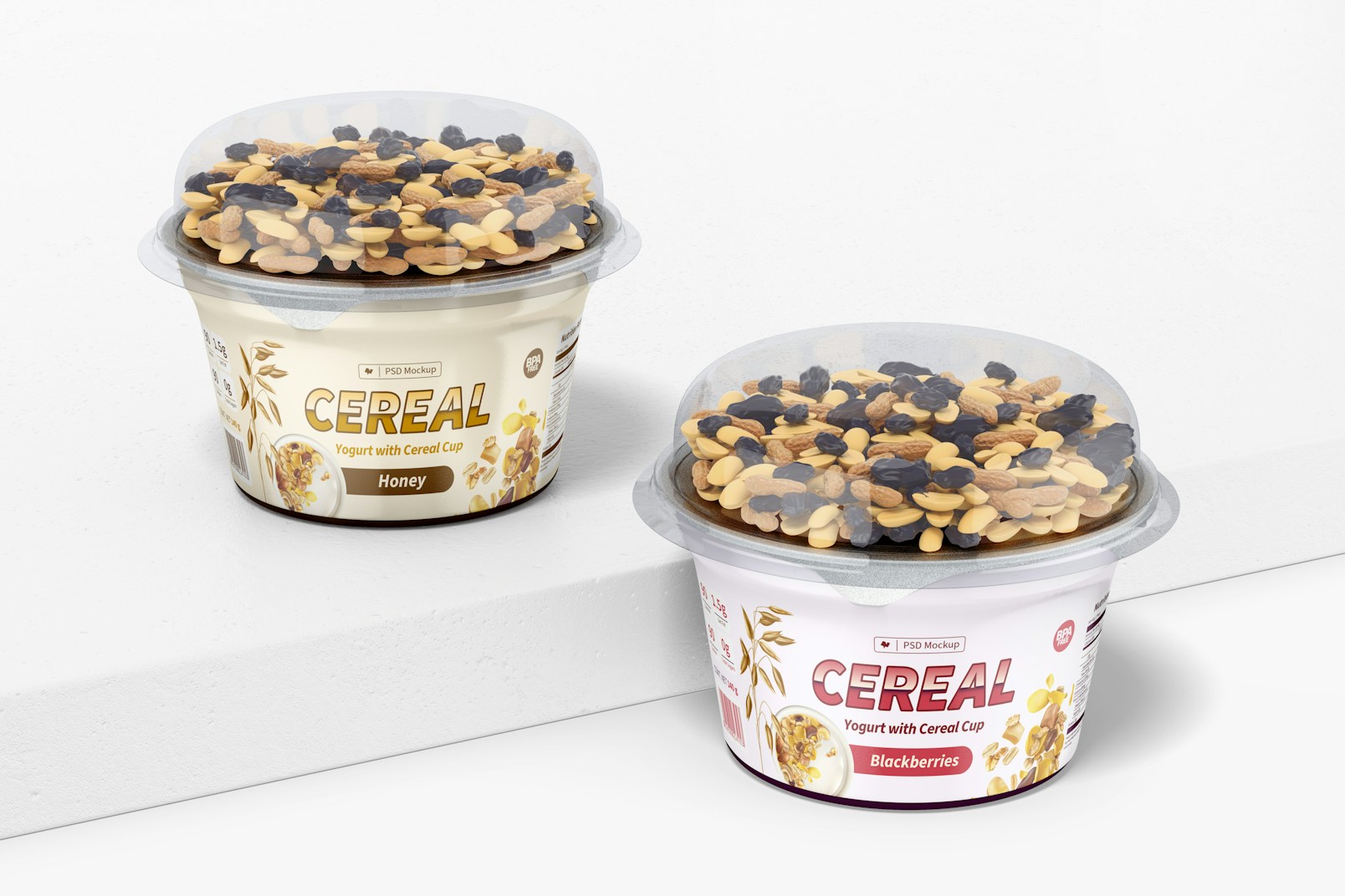 Yogurt with Cereal Cup Mockup, Perspective