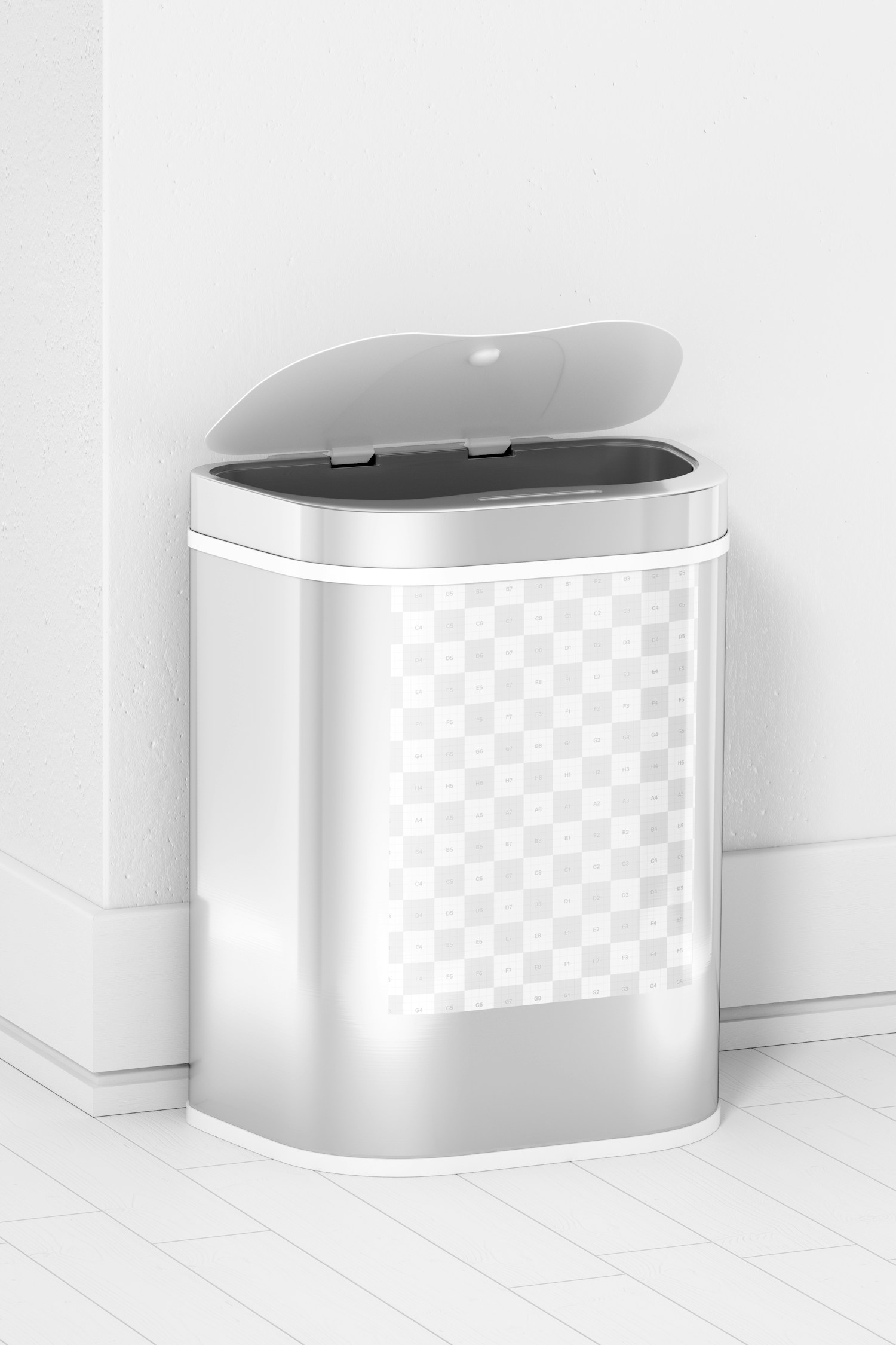 Garbage Can with Lid Mockup, Opened