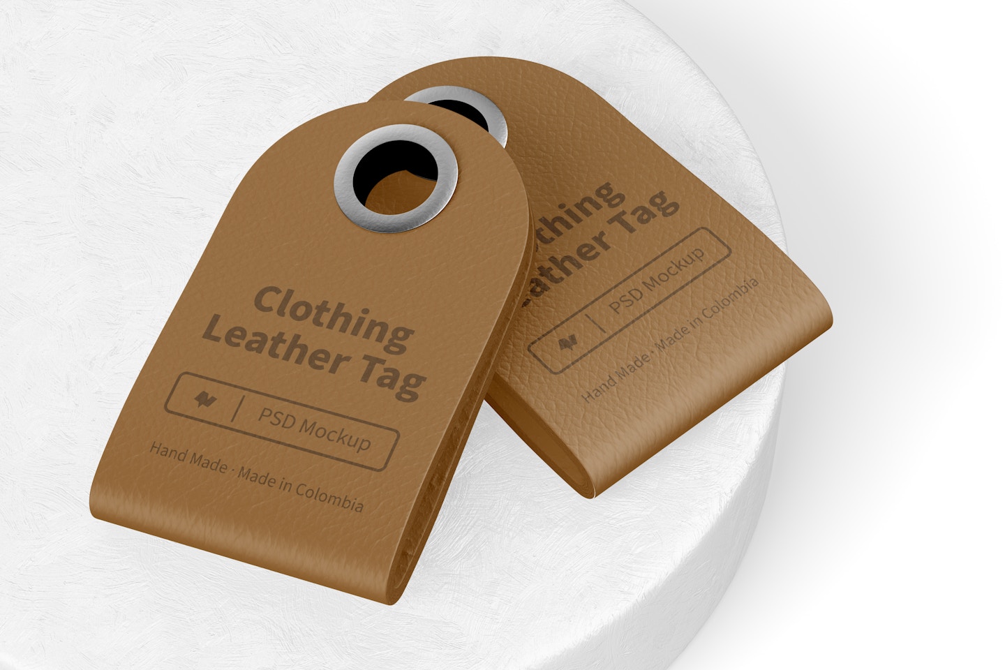 Clothing Leather Tag Mockup, Stacked