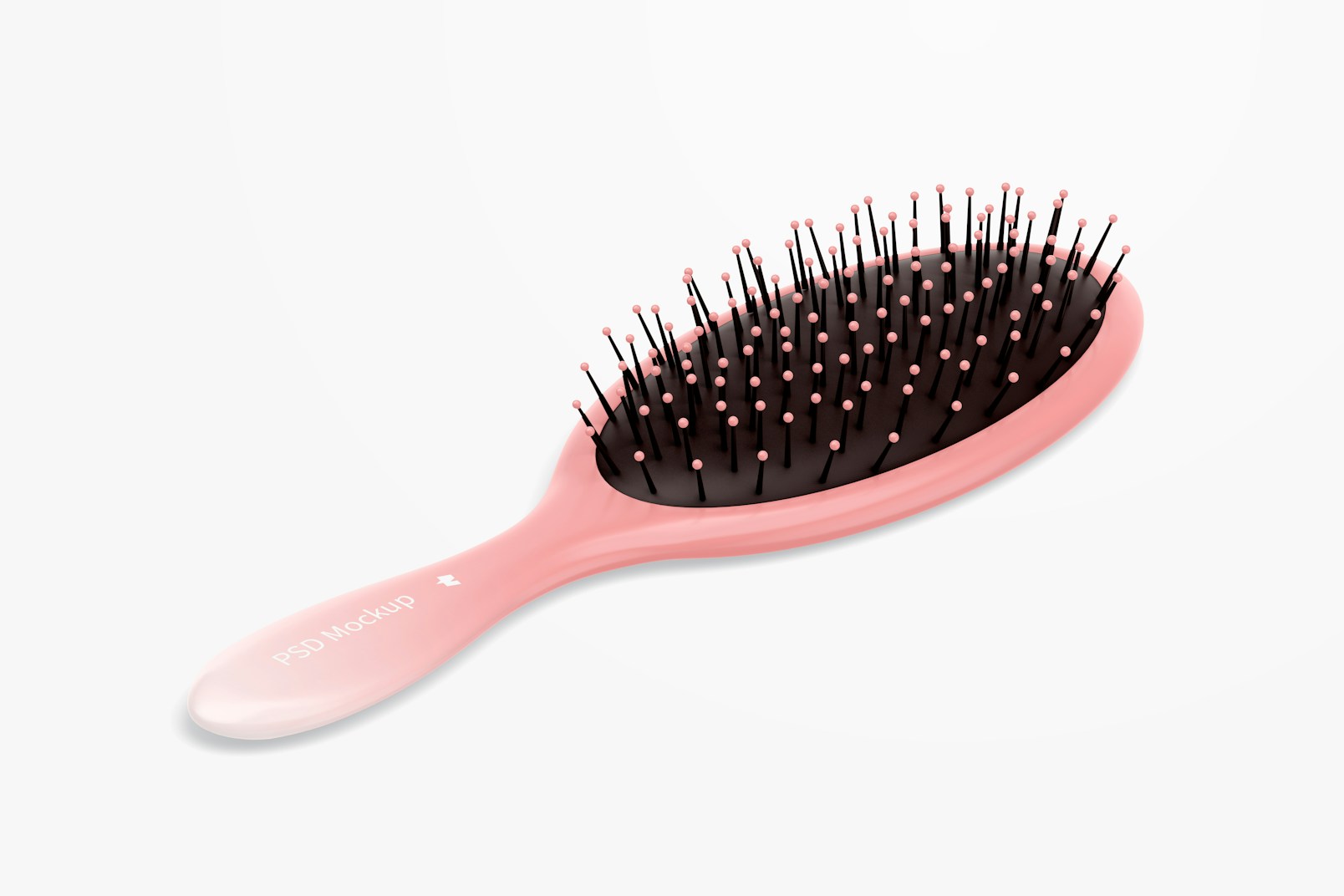 Oval Hair Brushes Mockup, Isometric View Left