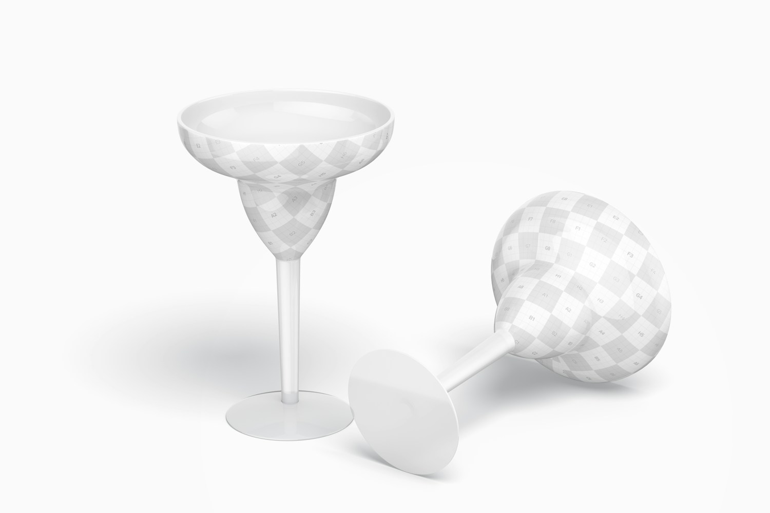 Plastic Margarita Glasses Mockup, Standing and Dropped Plastic Margarita Glasses Mockup, Standing and Dropped