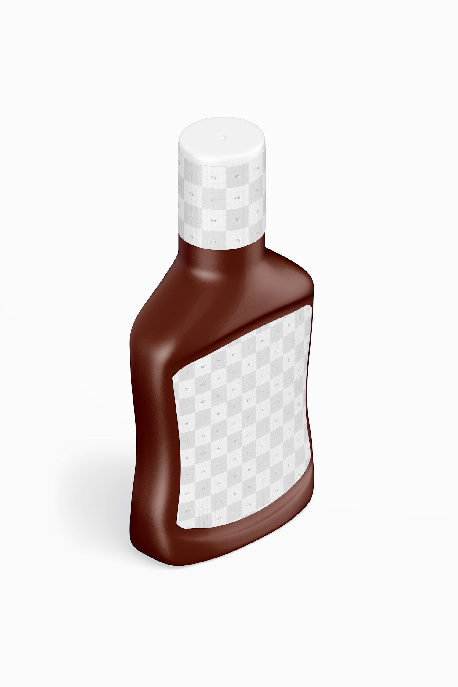 Barbecue Sauce Bottle Mockup, Isometric Right View