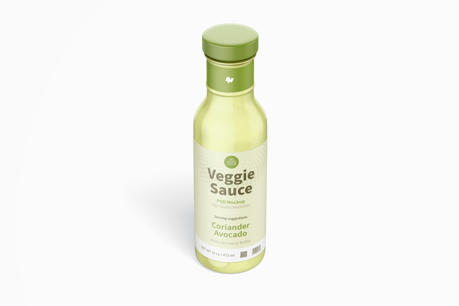 12 oz Veggie Sauce Bottle Mockup, Isometric View
