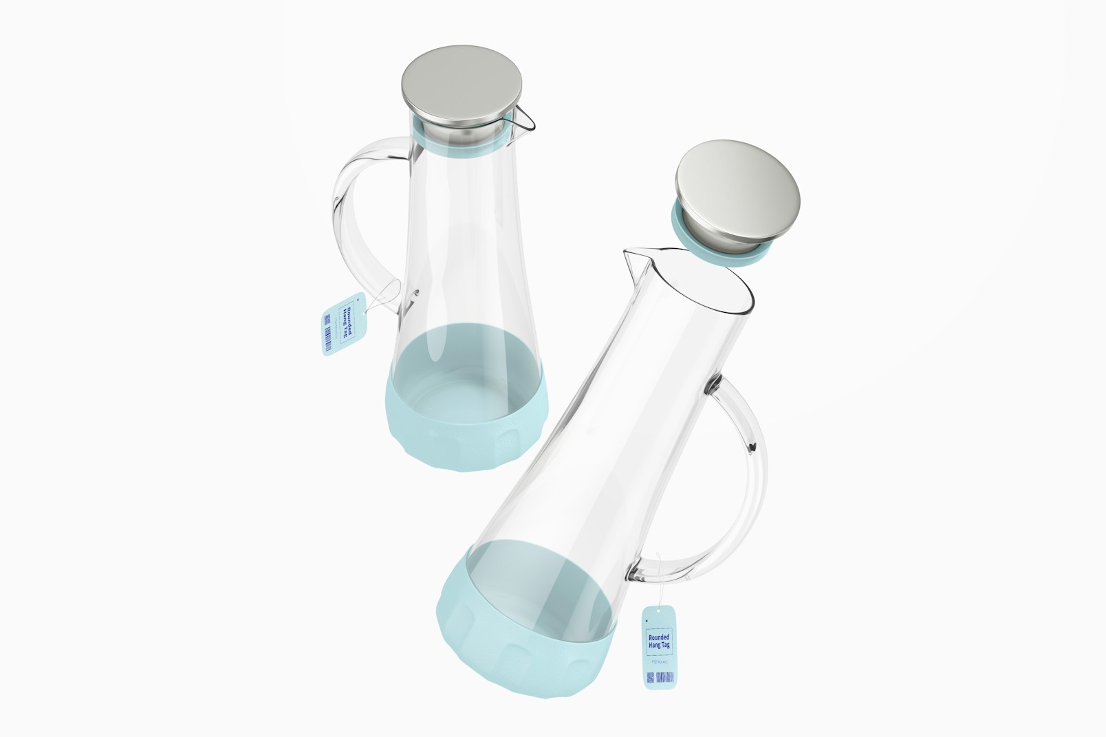 Anti-Skidding Glass Water Jars Mockup, Floating