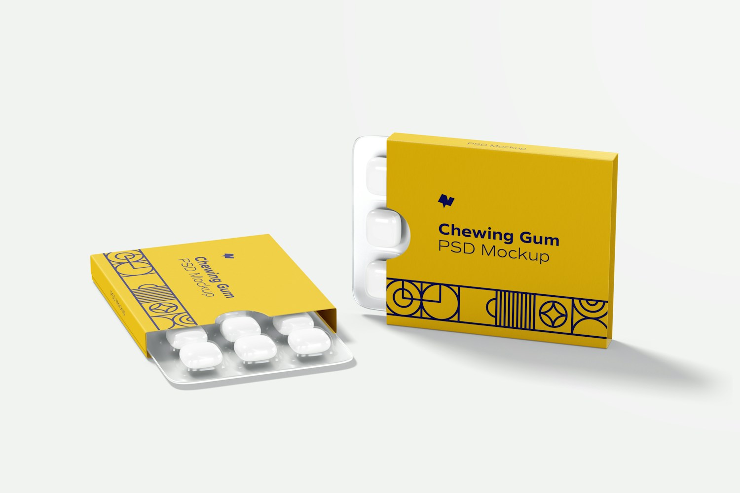 Chewing Gum Packaging Mockup, Front View Chewing Gum Packaging Mockup, Front View