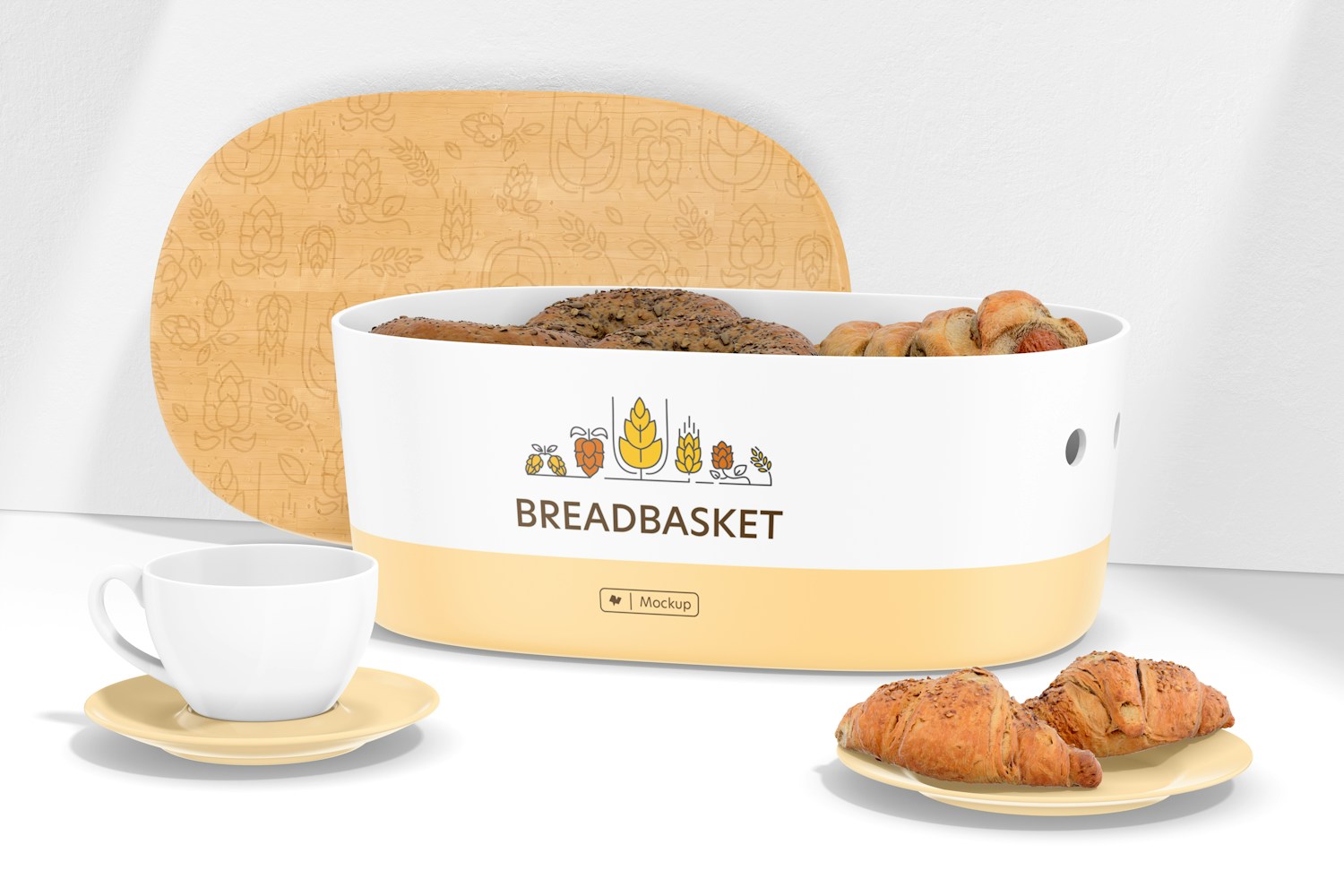 Breadbasket Mockup, Opened Breadbasket Mockup, Opened