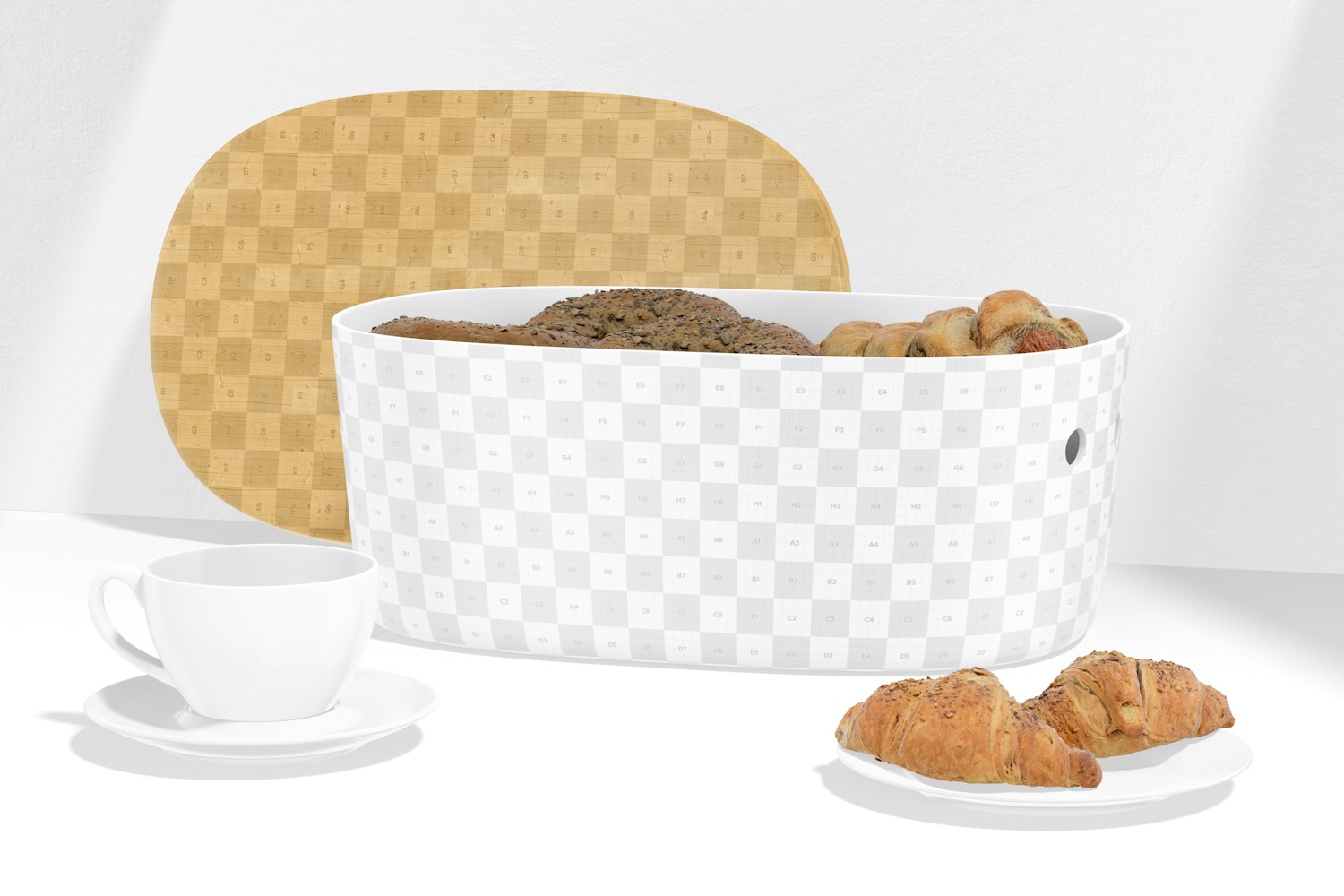 Breadbasket Mockup, Opened Breadbasket Mockup, Opened