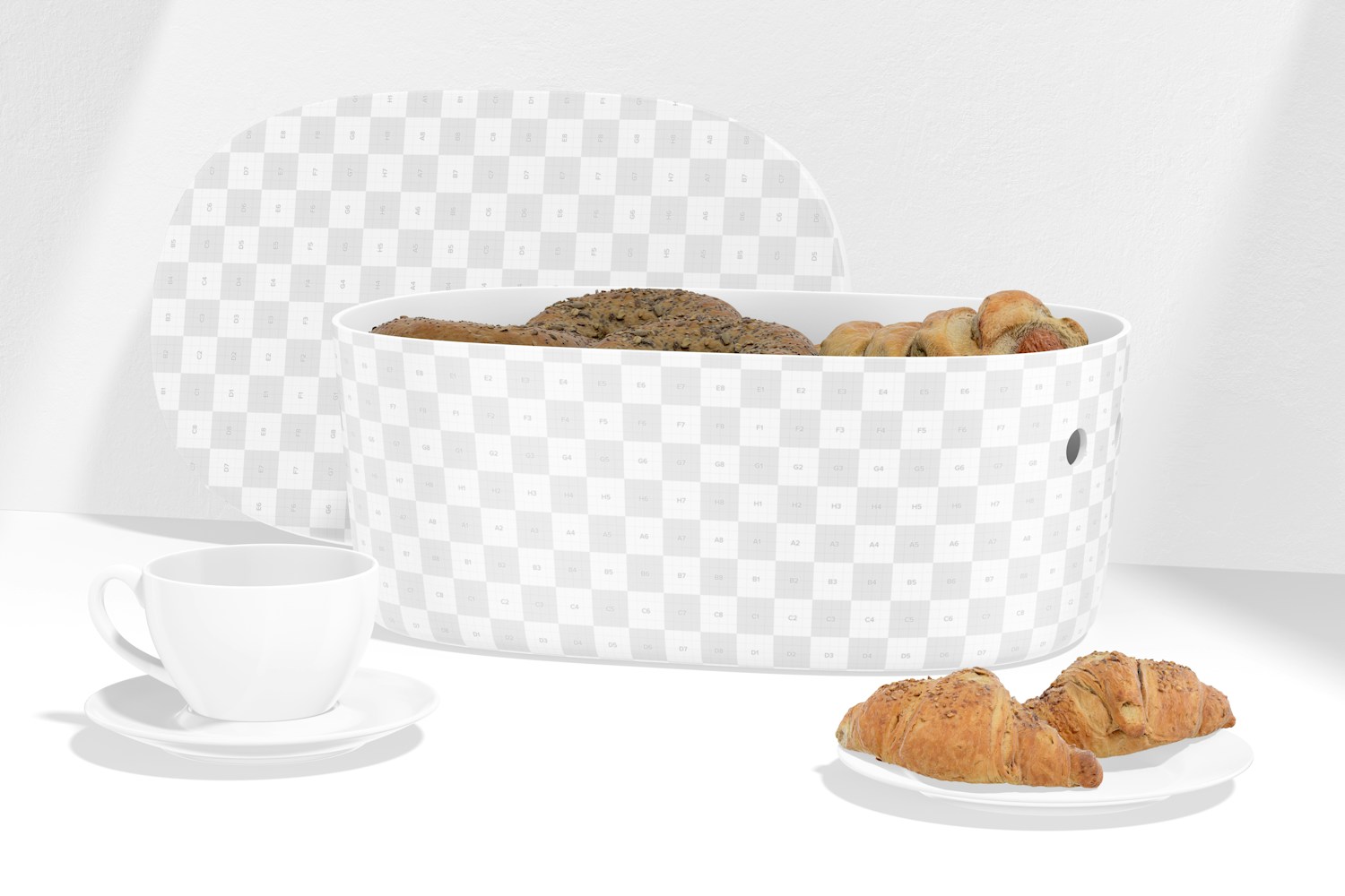 Breadbasket Mockup, Opened Breadbasket Mockup, Opened