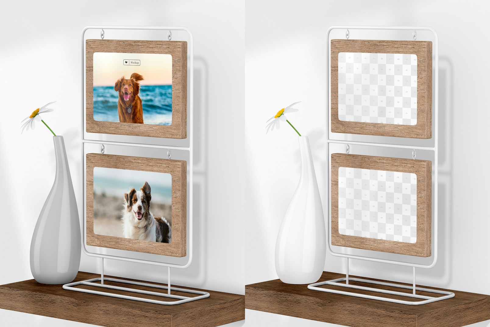 Vertical Photo Frame Stand Mockup, Right View
