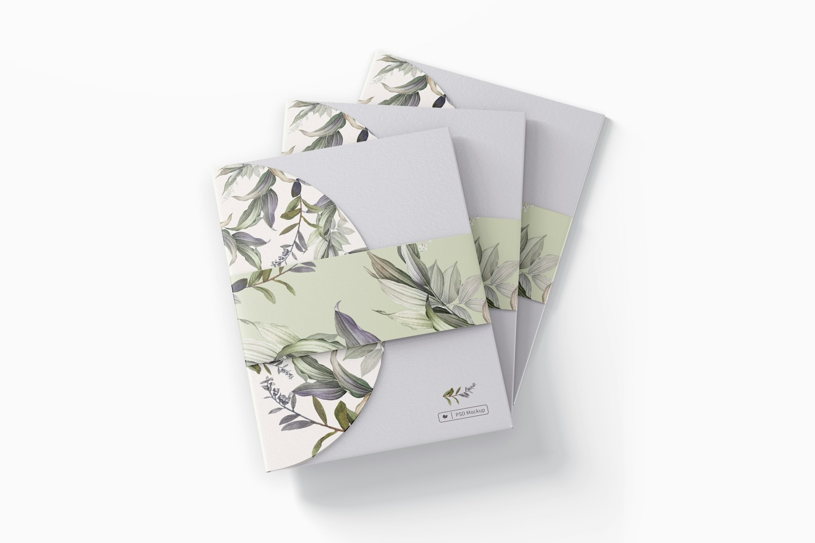 Fold Cards with Round Flap Mockup, Stacked