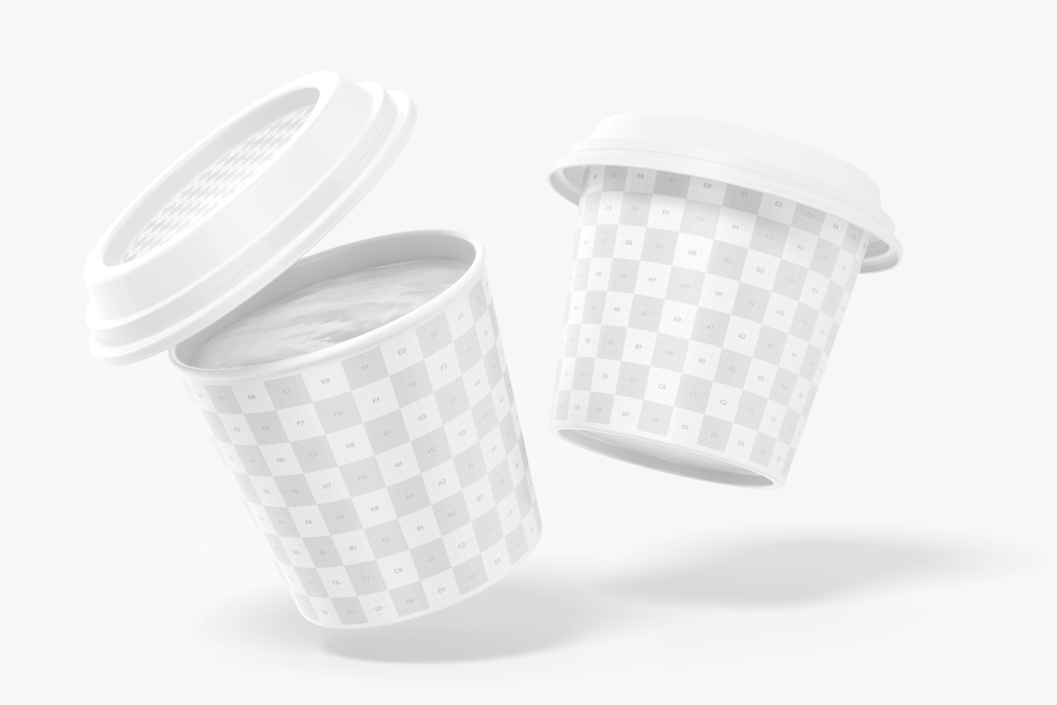 4 oz Plastic Ice Cream Cups Mockup, Falling