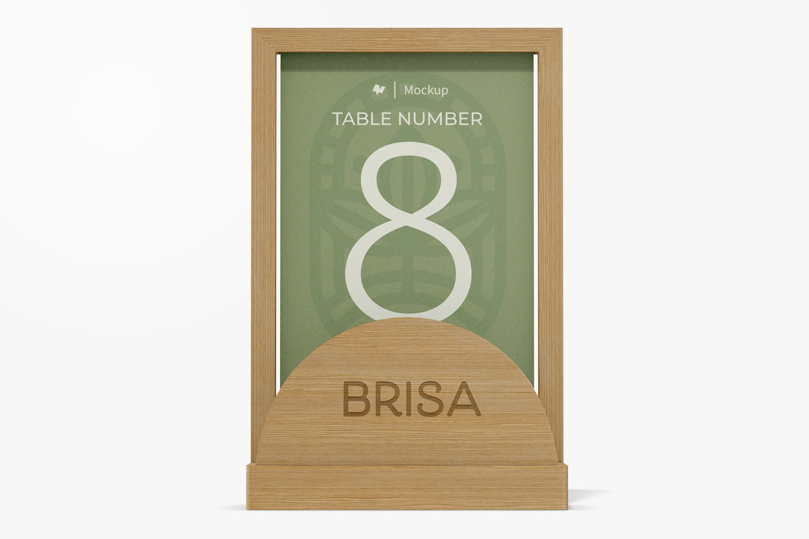 Bamboo Table Tent Mockup, Front View