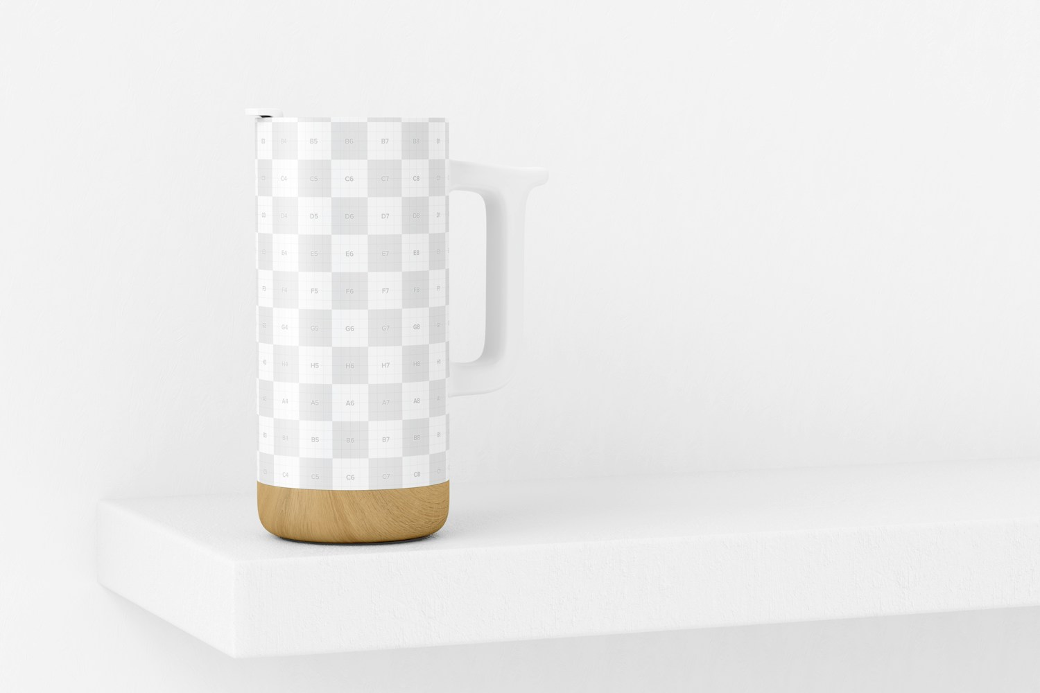 16 oz Ceramic Mug with Wood Base Mockup, Perspective