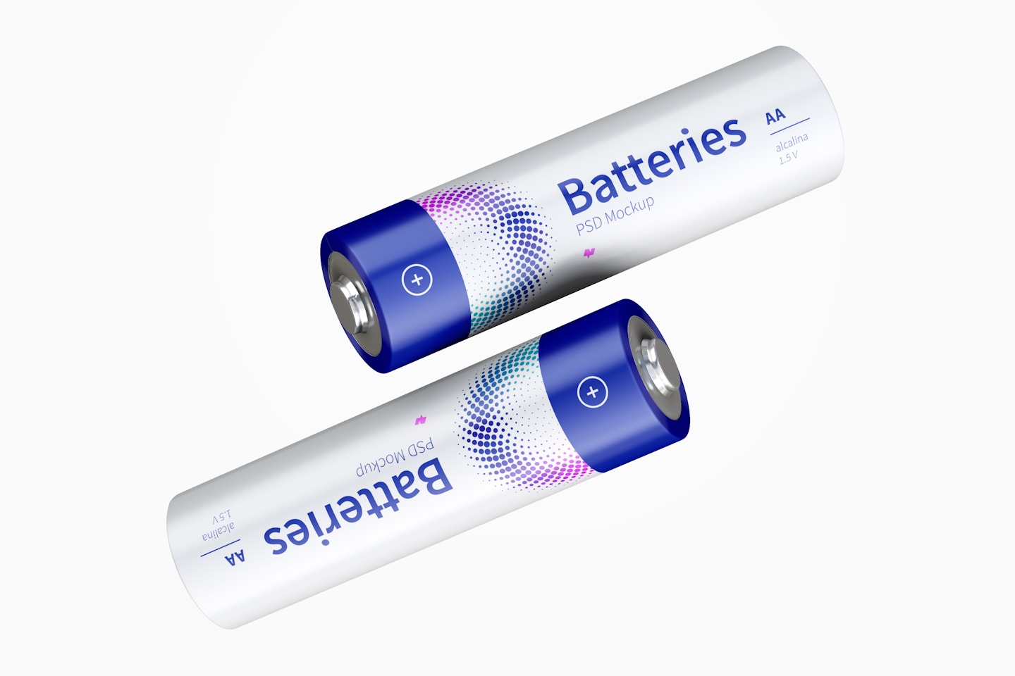 Two AA Batteries Mockup, Floating