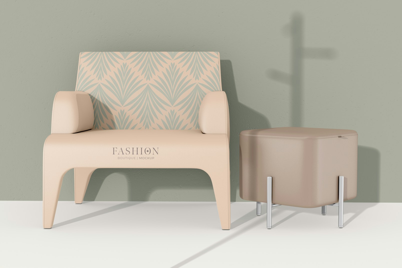 Modern Fabric Arm Chair Mockup, Front View